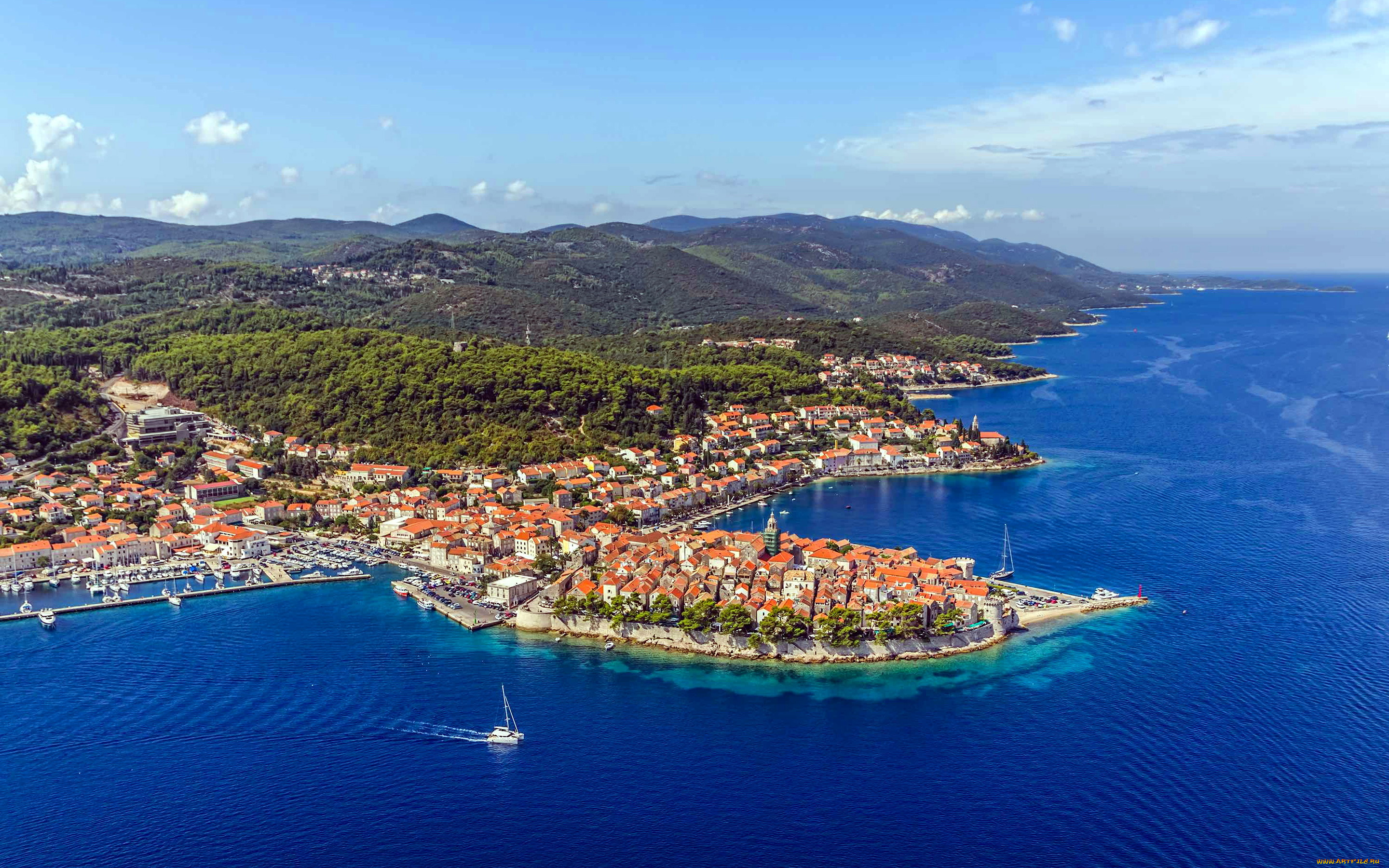 города, дубровник, , хорватия, панорама