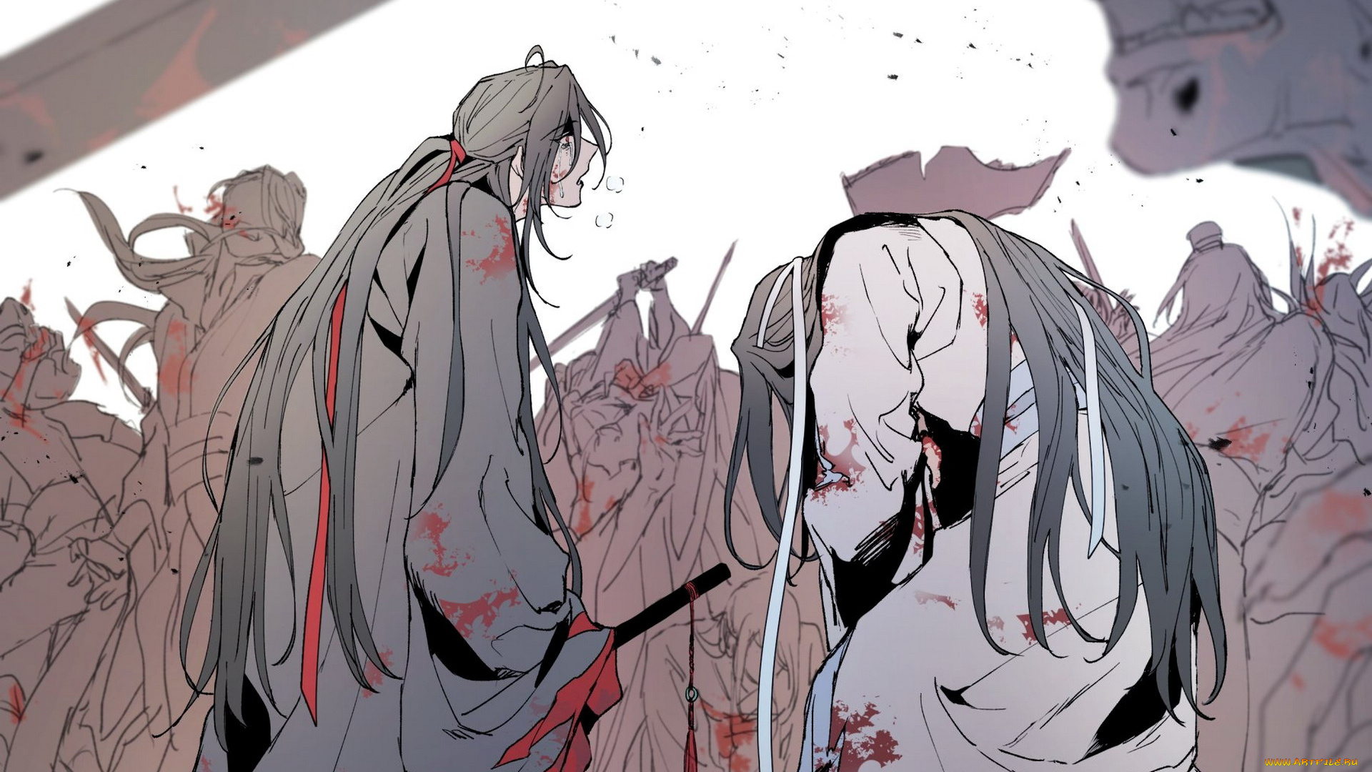 аниме, mo, dao, zu, shi, вэй, усянь, лань, ванцзы, бой, кровь