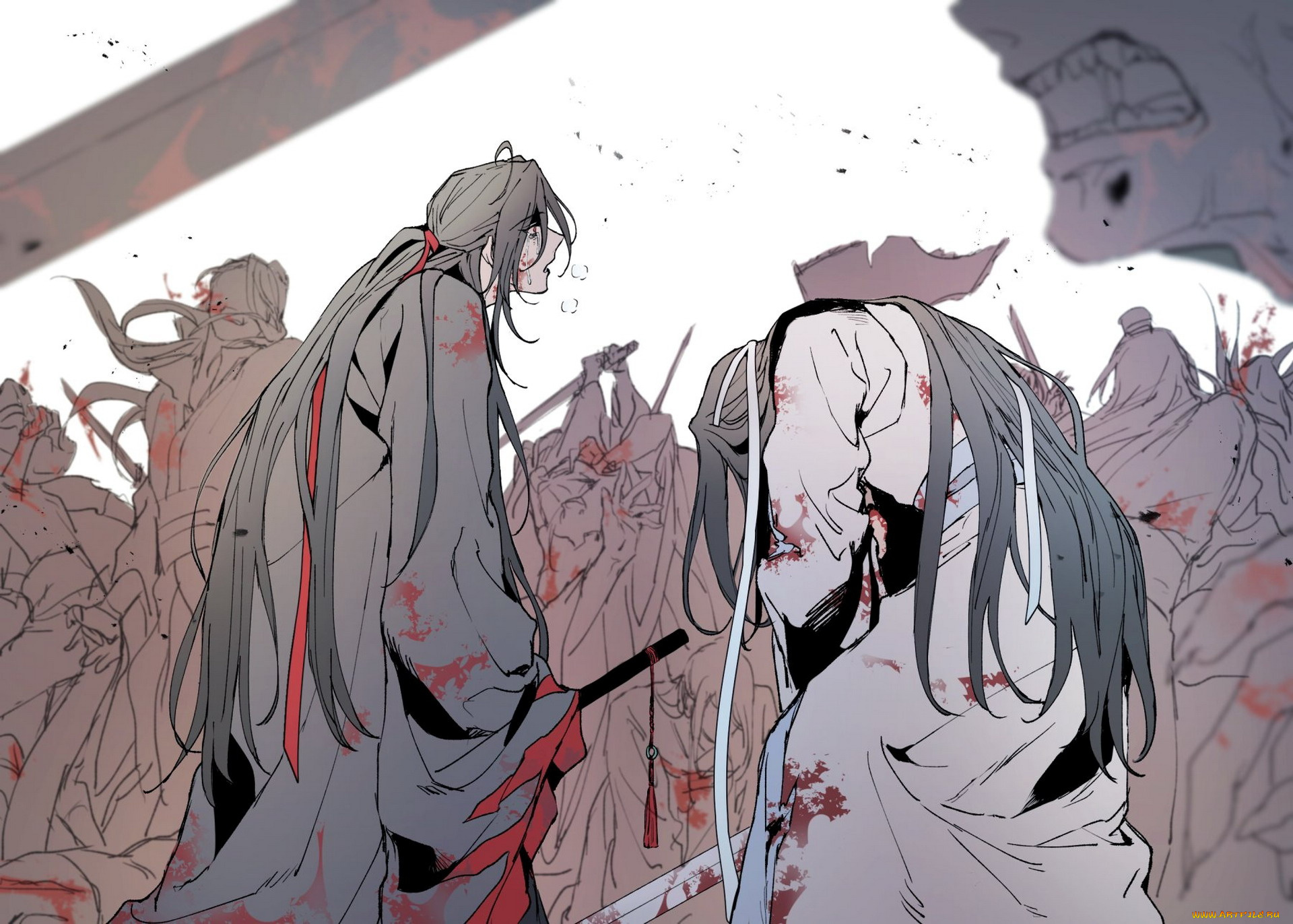 аниме, mo, dao, zu, shi, вэй, усянь, лань, ванцзы, бой, кровь