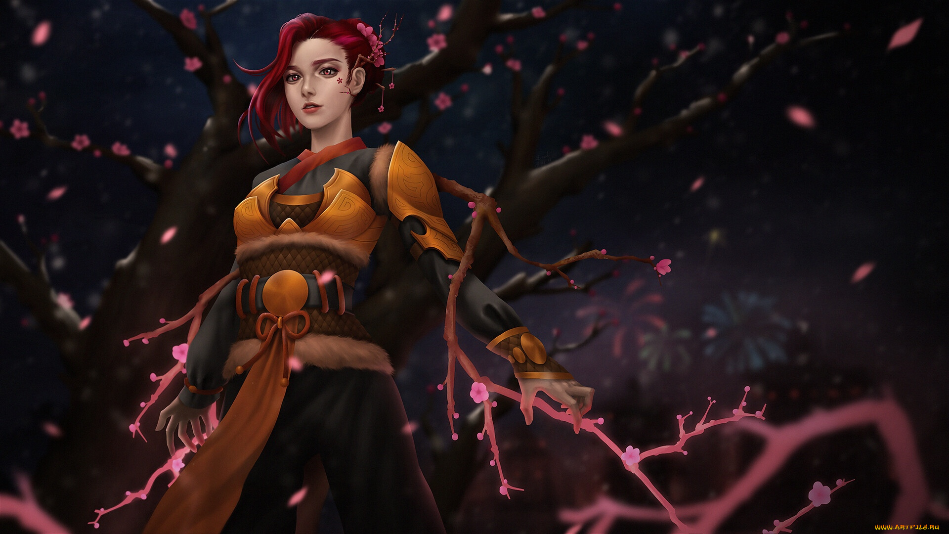 видео, игры, league, of, legends, дерево, цветение, девушка, miss, fortune