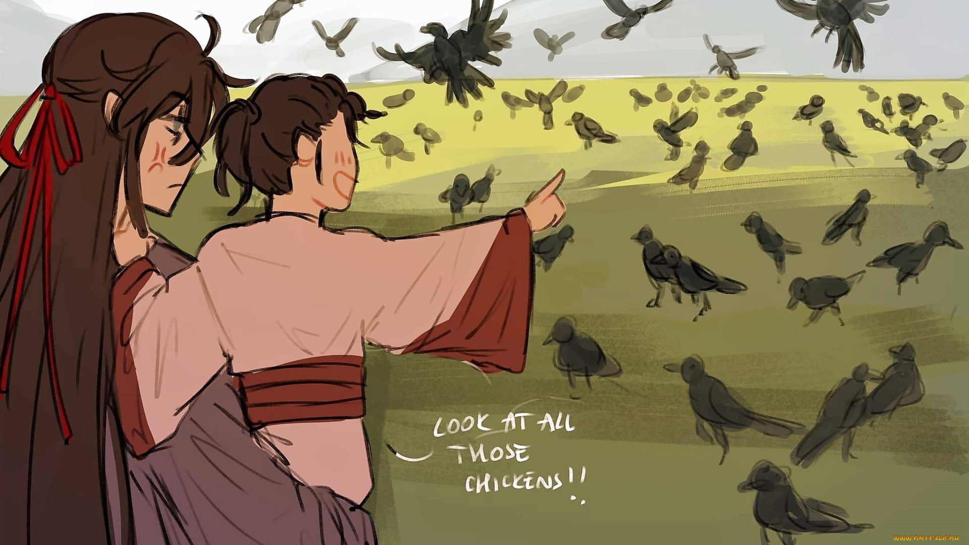 аниме, mo, dao, zu, shi, вэй, усянь, а-юань, вороны