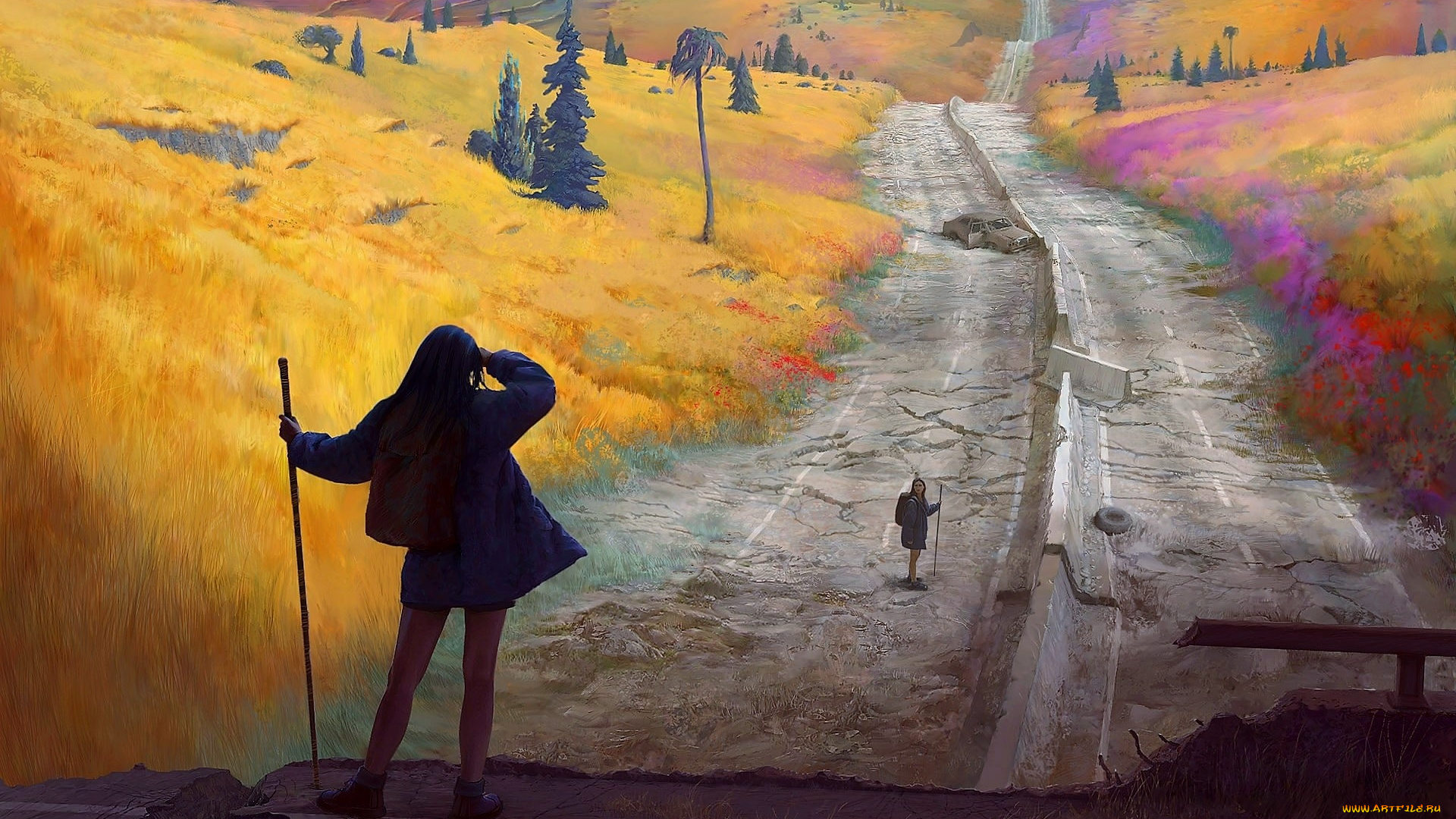 фэнтези, девушки, дороги, постапокалипсис