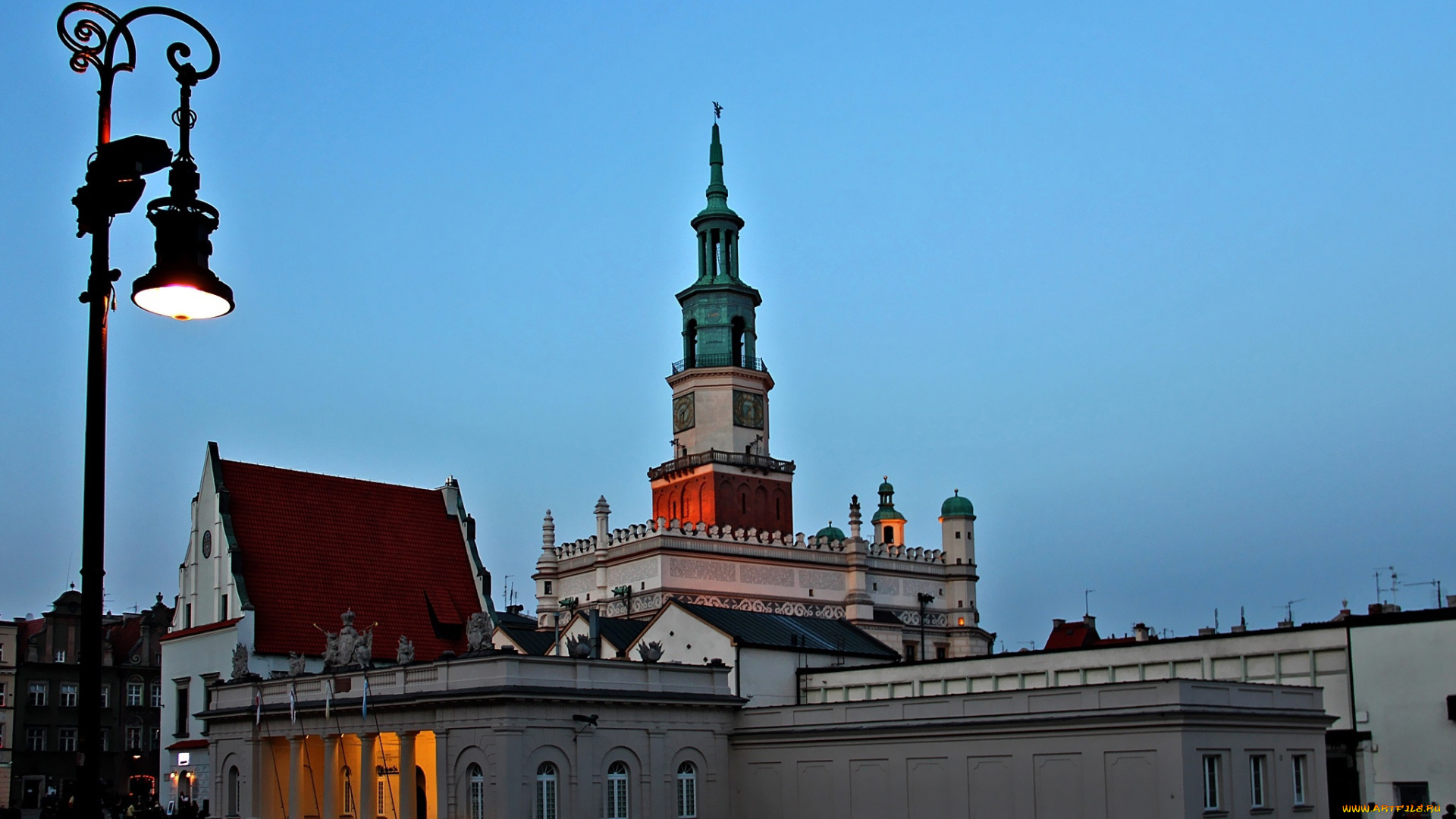 poznan, poland, города, -, огни, ночного, города