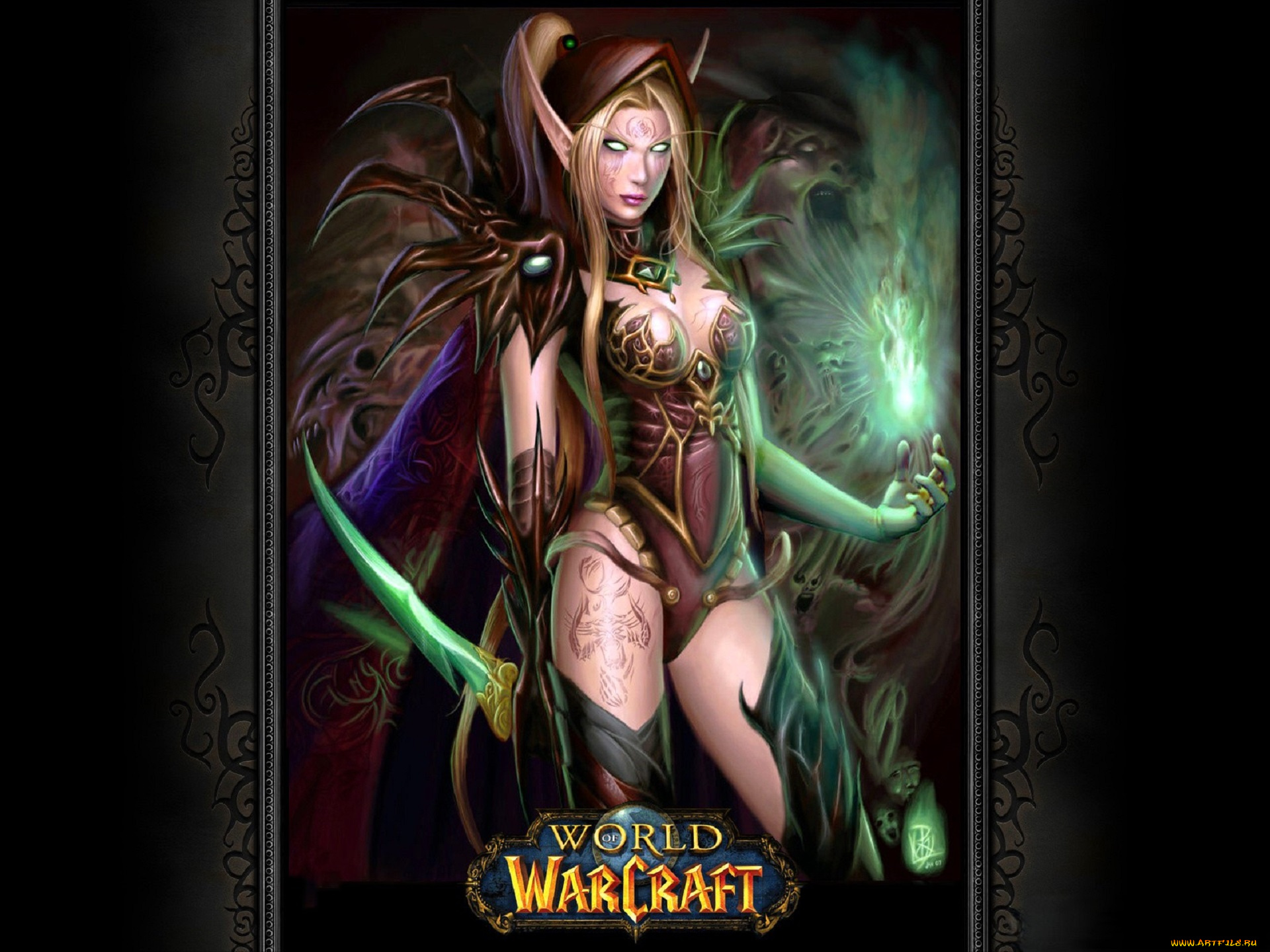 видео, игры, world, of, warcraft, девушка, эльфийка, плащ, магия