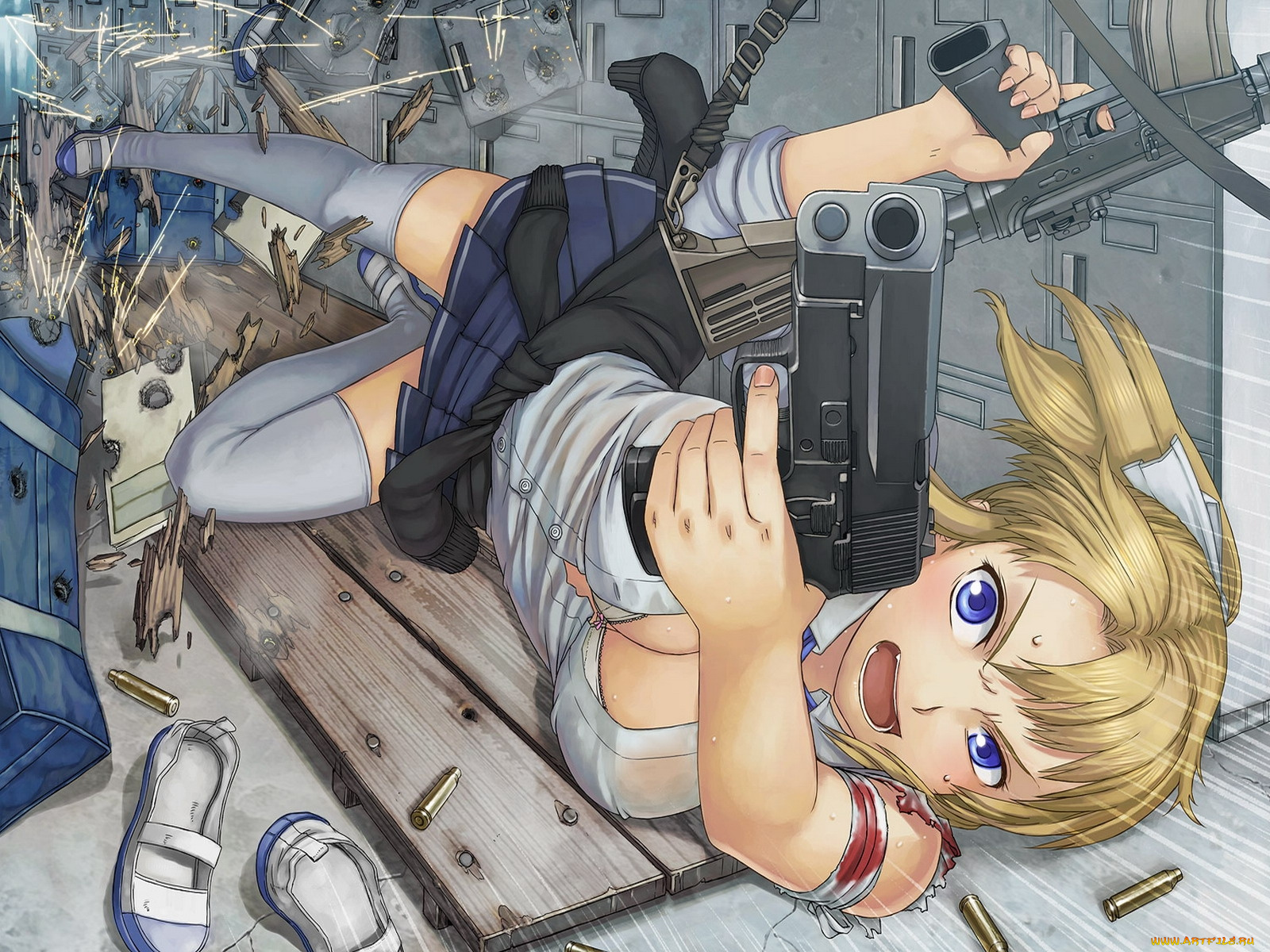 аниме, weapon, blood, technology