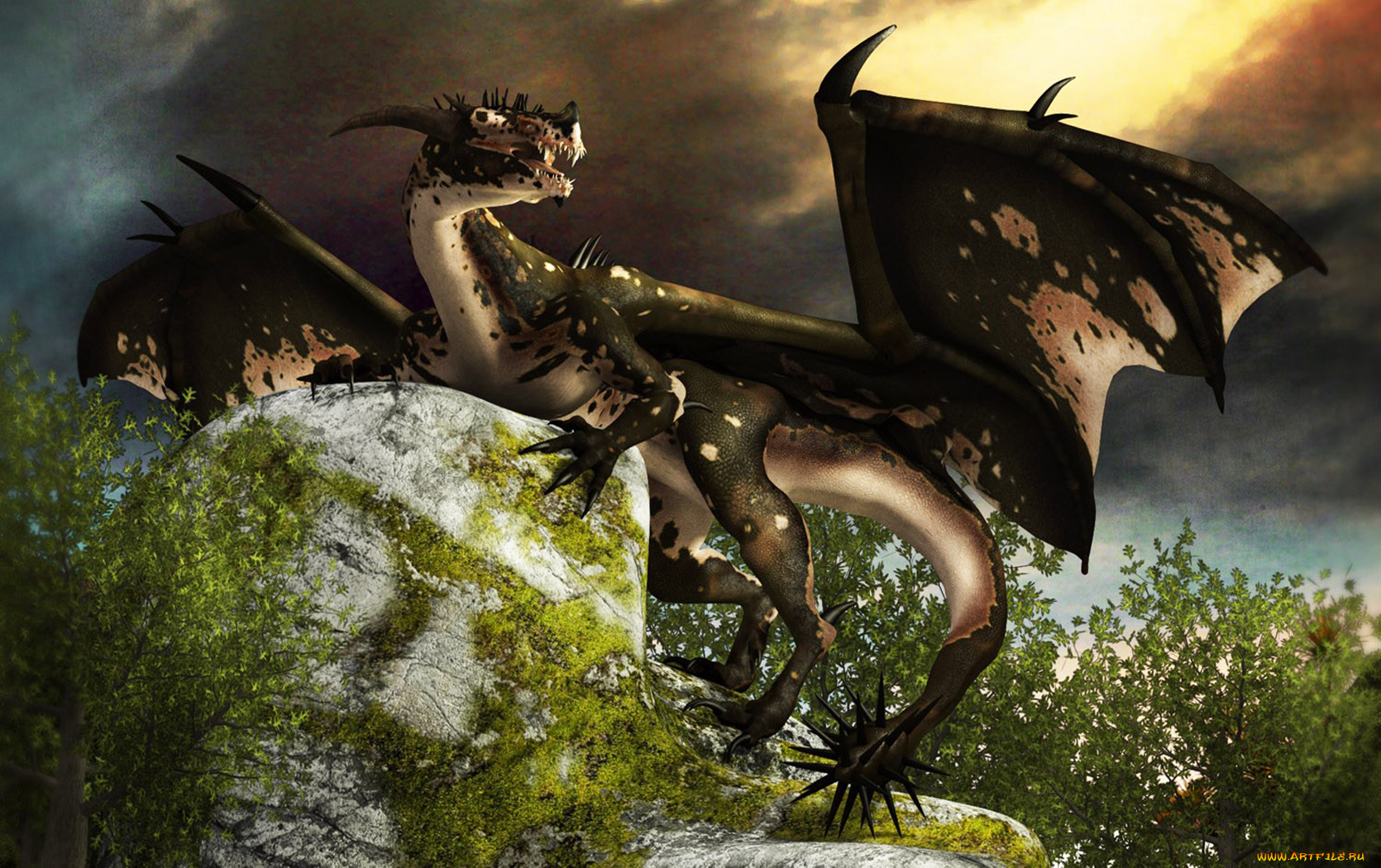 3д, графика, creatures, существа, дракон