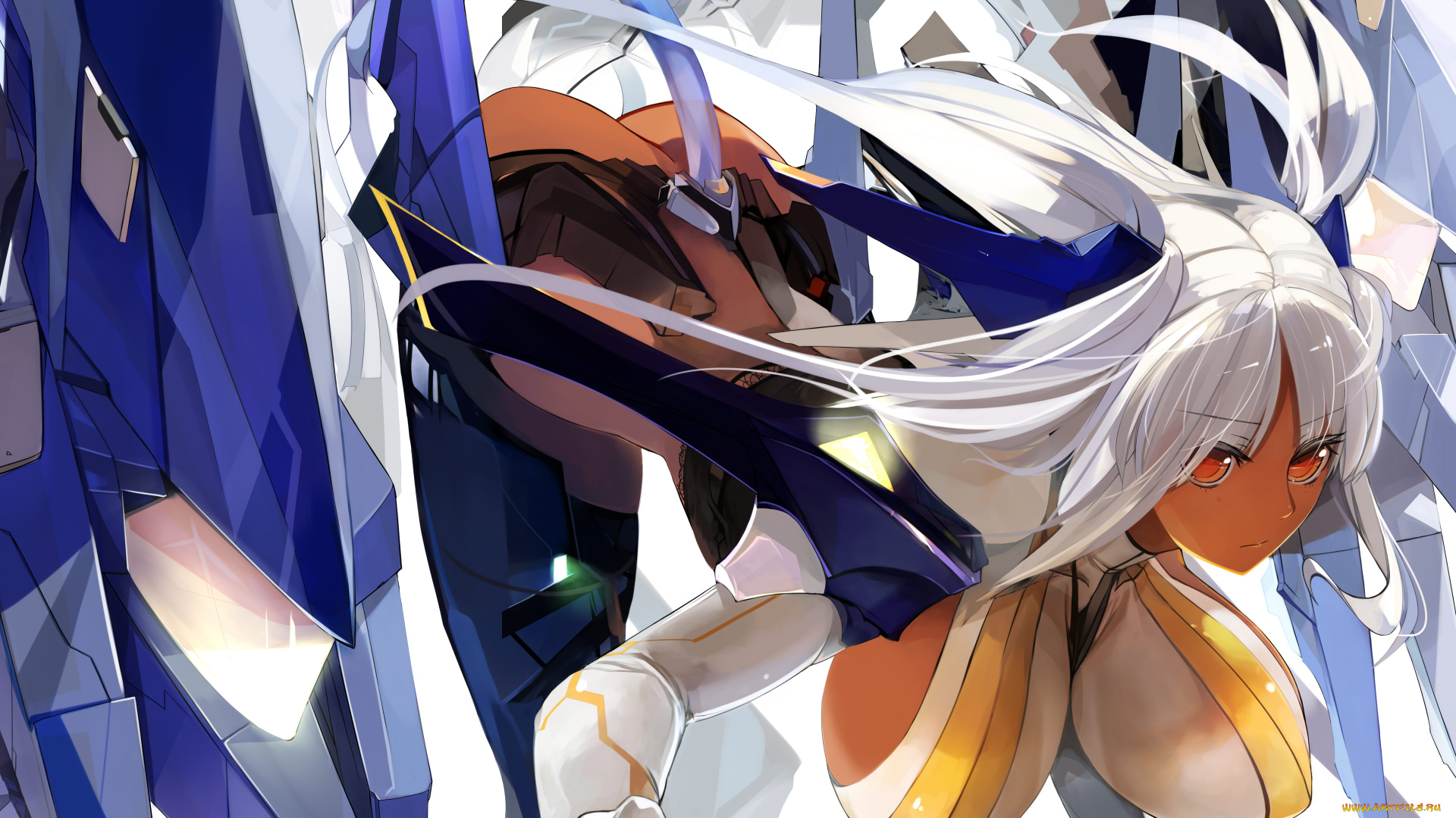 аниме, weapon, blood, technology, девушка