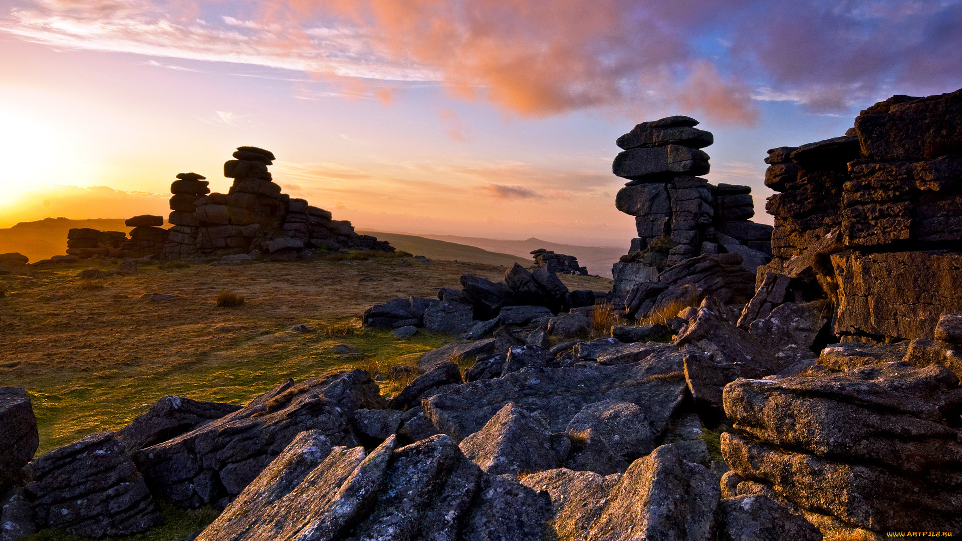 природа, камни, минералы, восход, скалы, горы