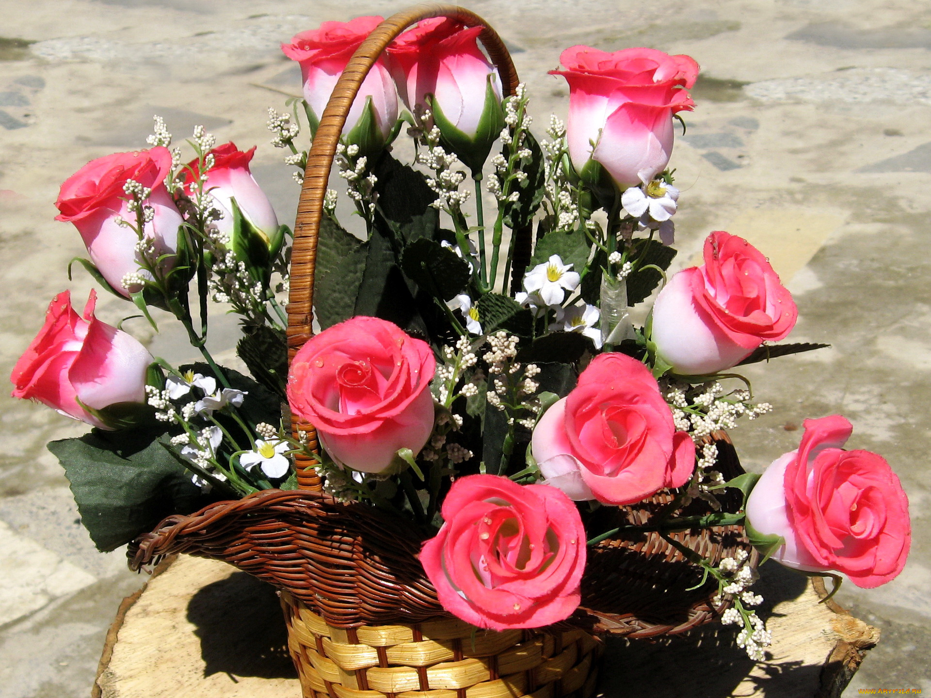разное, ремесла, поделки, рукоделие, корзина, розы