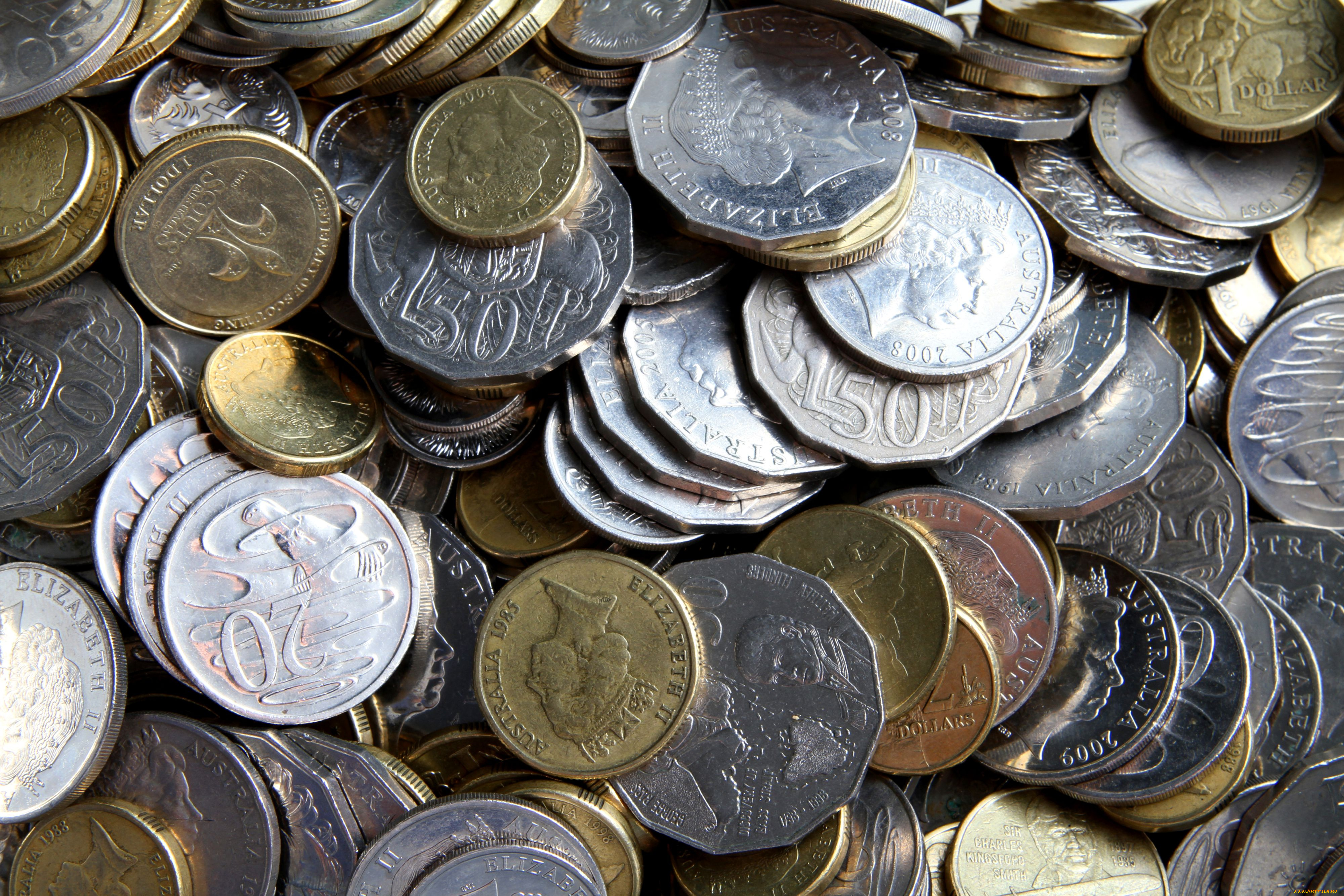 разное, золото, купюры, монеты, много