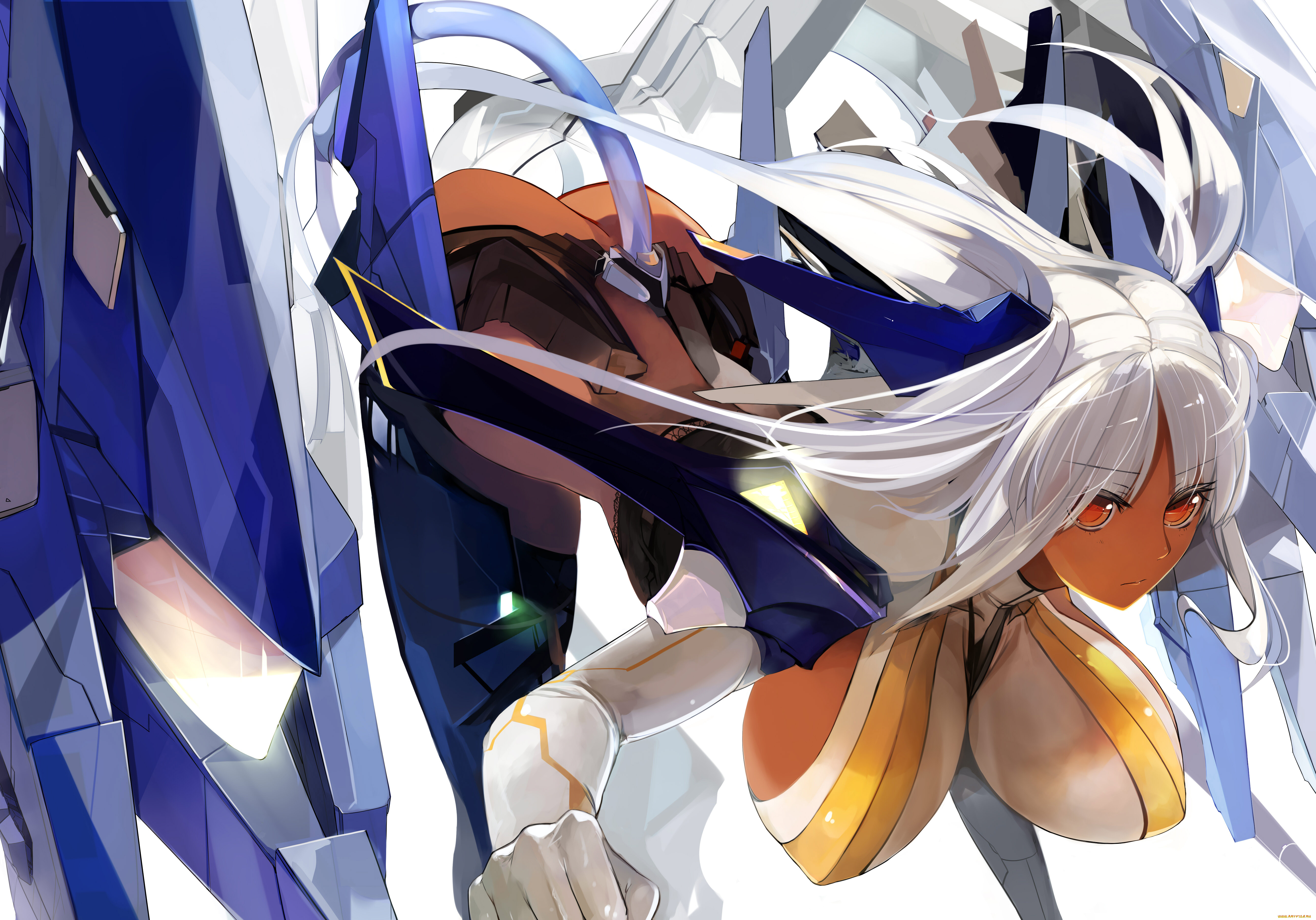 аниме, weapon, blood, technology, девушка