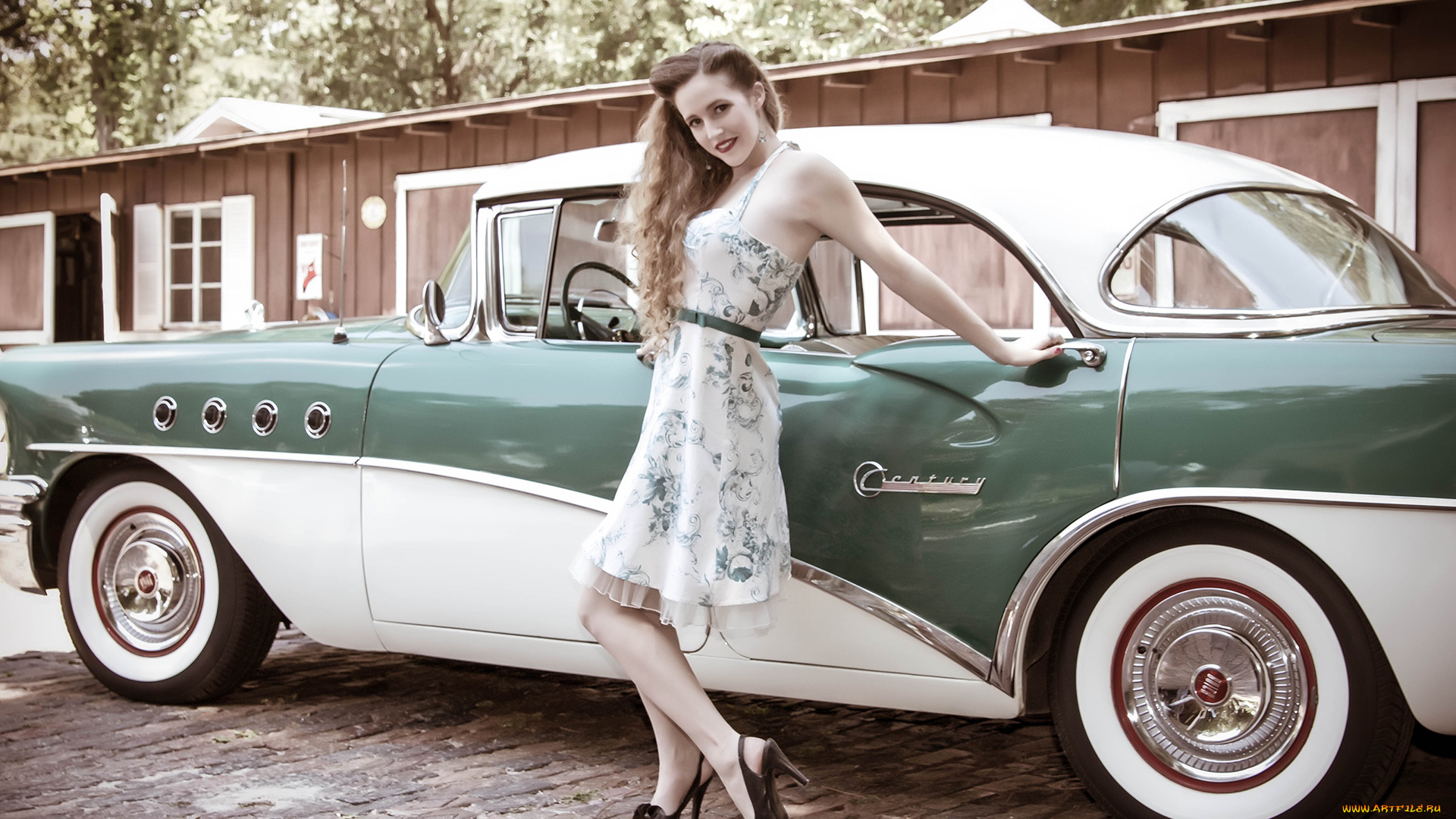 автомобили, авто, девушками, платье