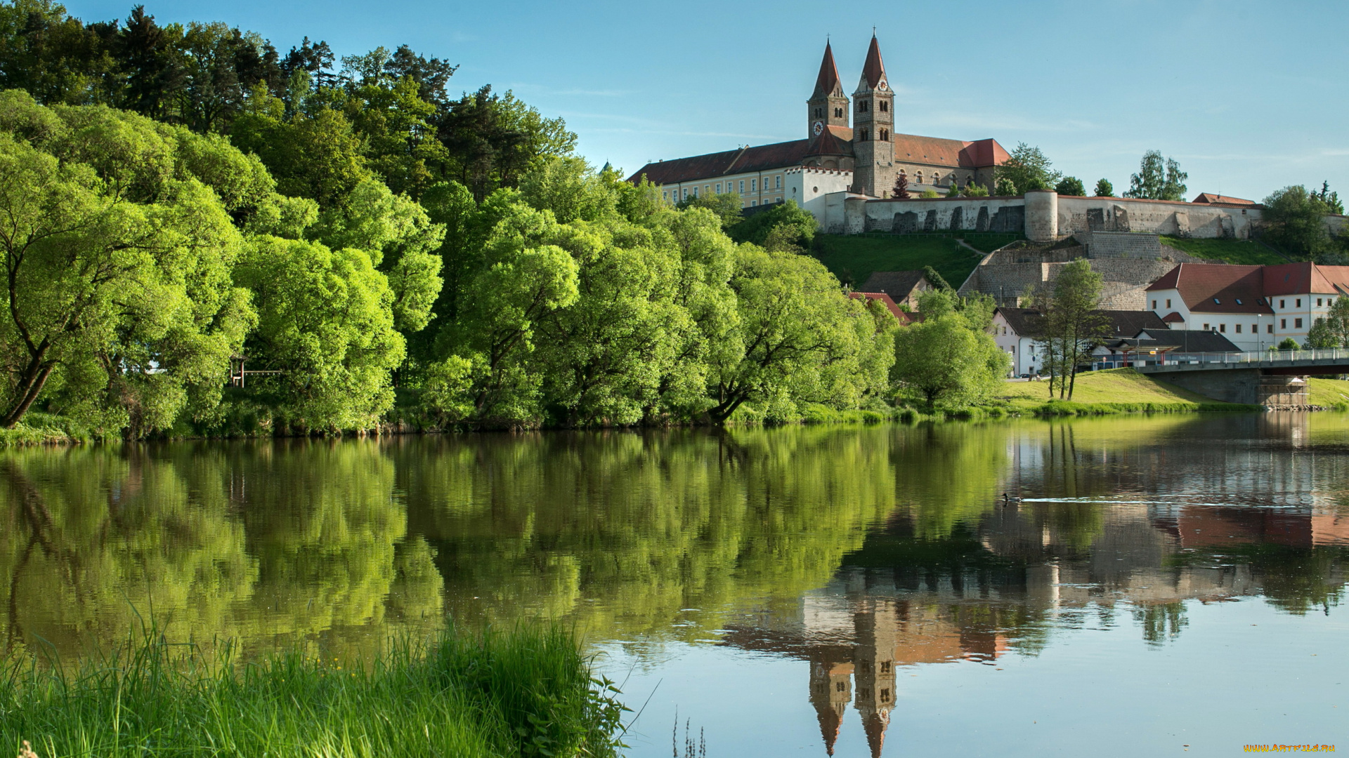 германия, бавария, райхенбах, ам, реген, города, пейзажи, река, дома, пейзаж
