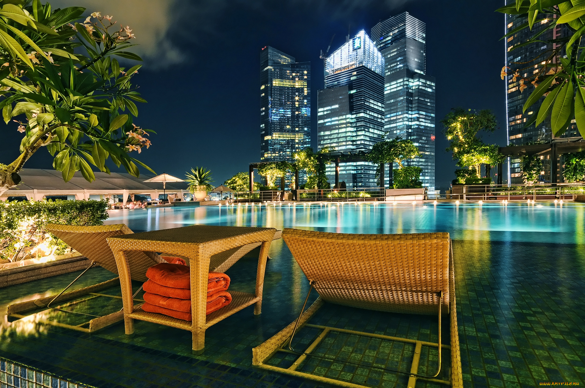 города, сингапур, marina, bay