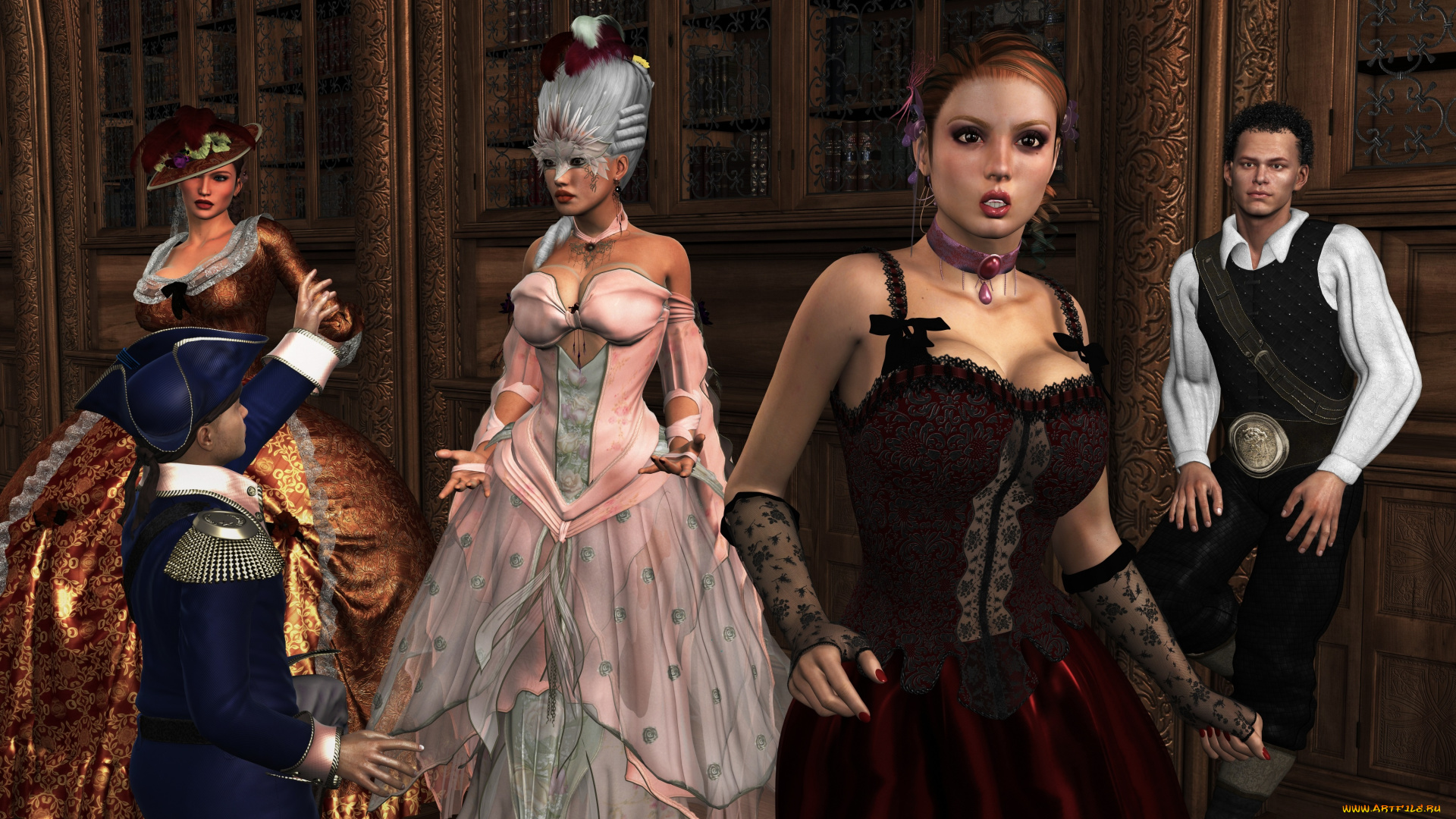 3д, графика, people, , люди, девушки, взгляд, мужчина, комната