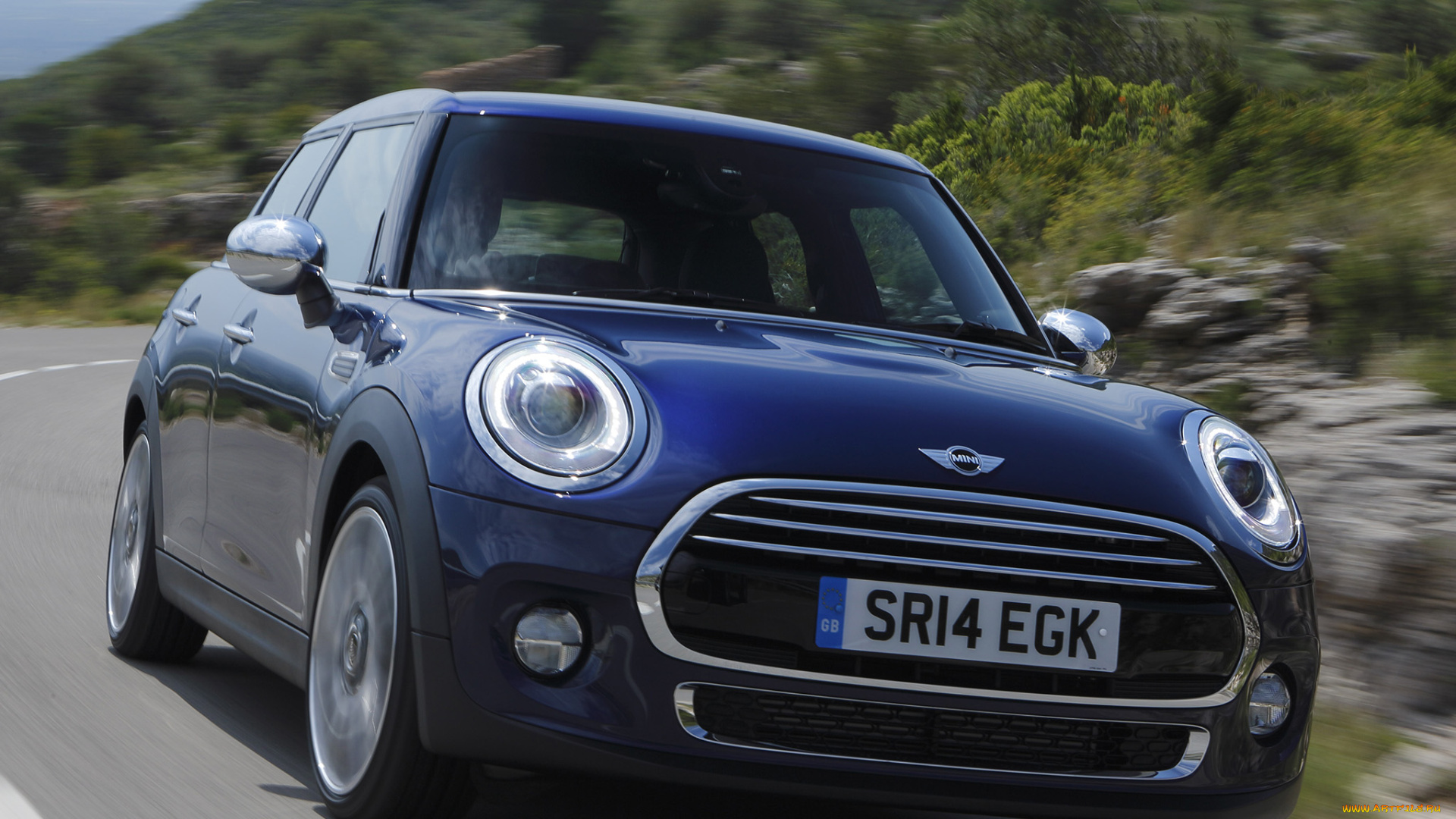 автомобили, mini, uk-spec, 5-door, cooper, d, голубой, 2014г