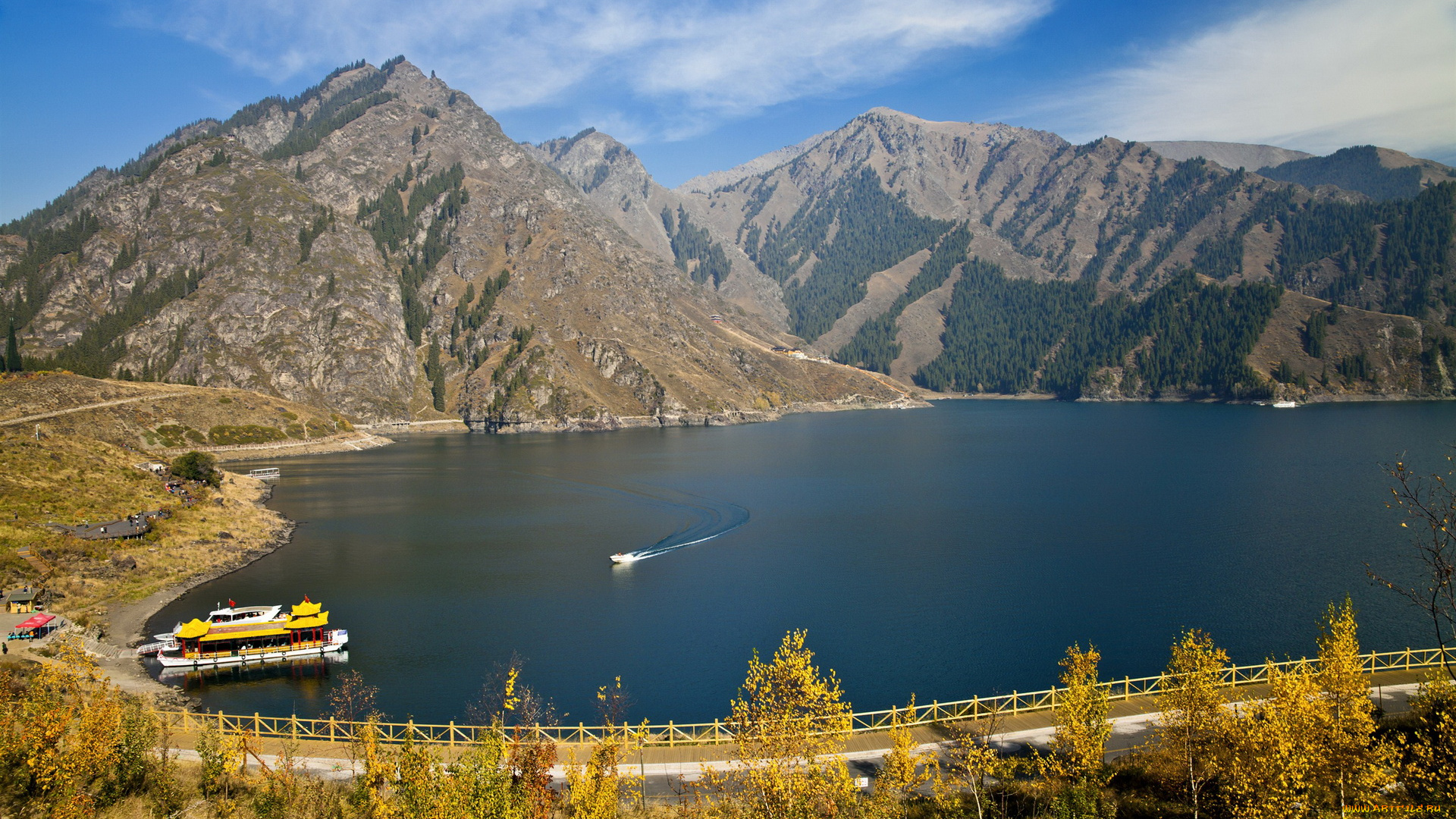 природа, пейзажи, китай, озеро, синьцзян, тянь-шань