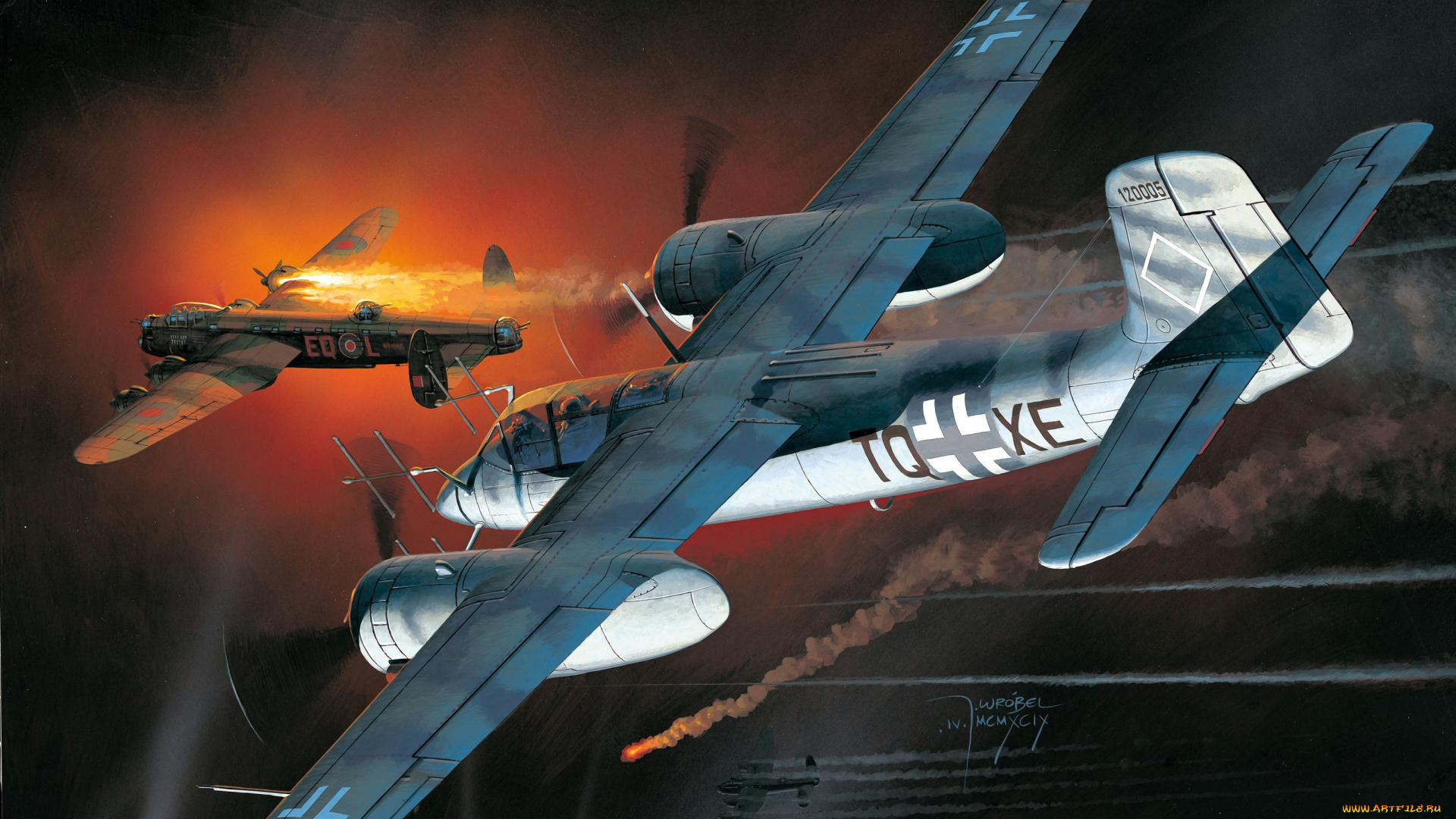 рисованные, авиация, самолёты, бой