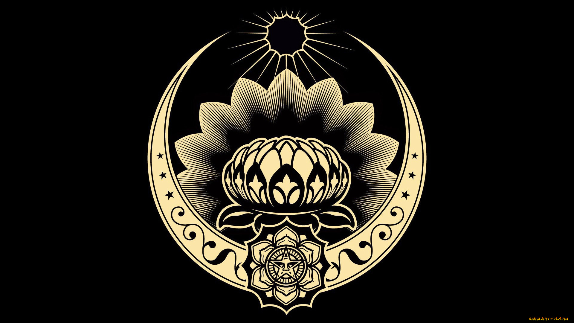 рисованные, минимализм, лотос