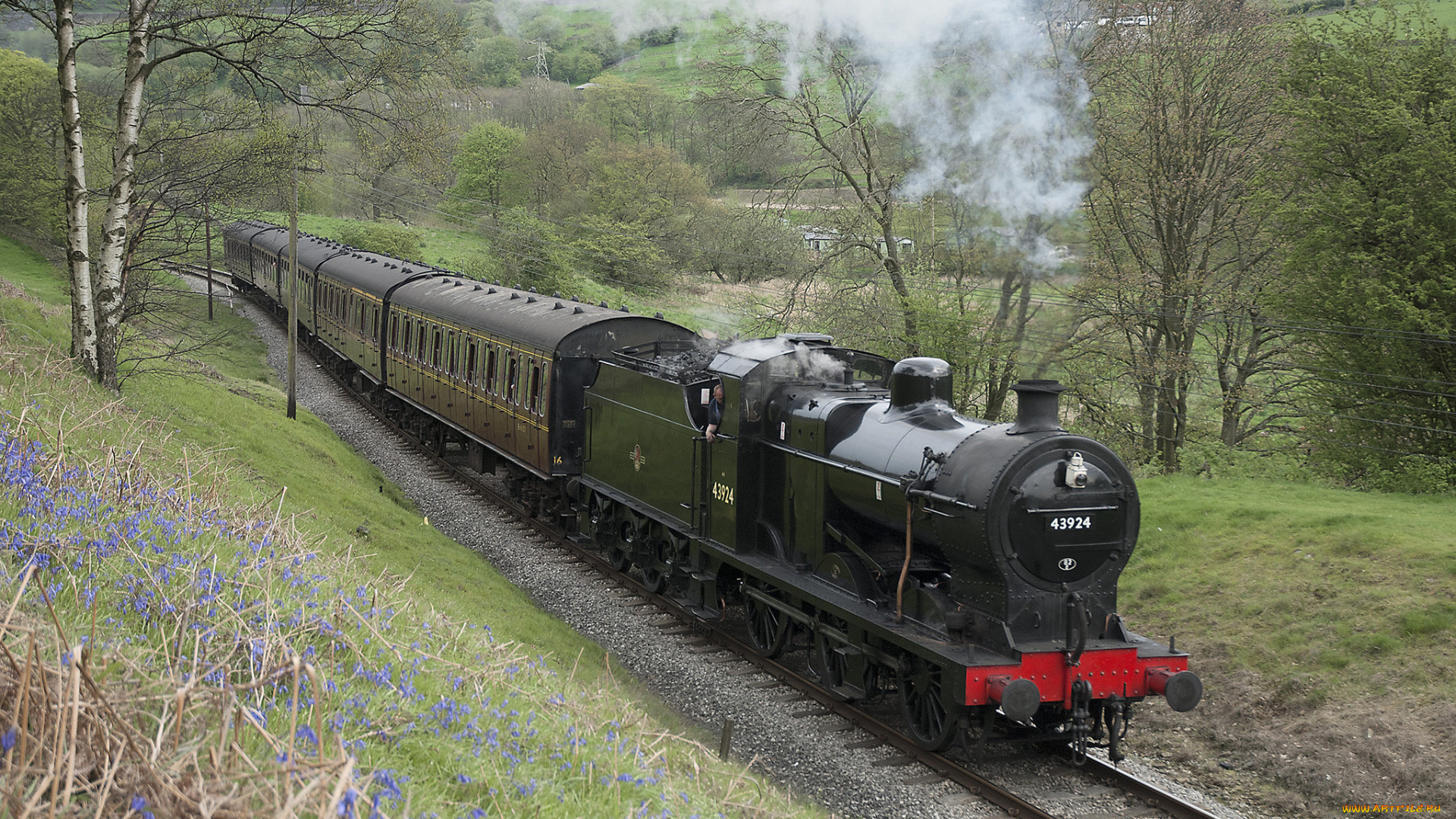 техника, паровозы, железная, дорога, рельсы, паровоз, вагоны