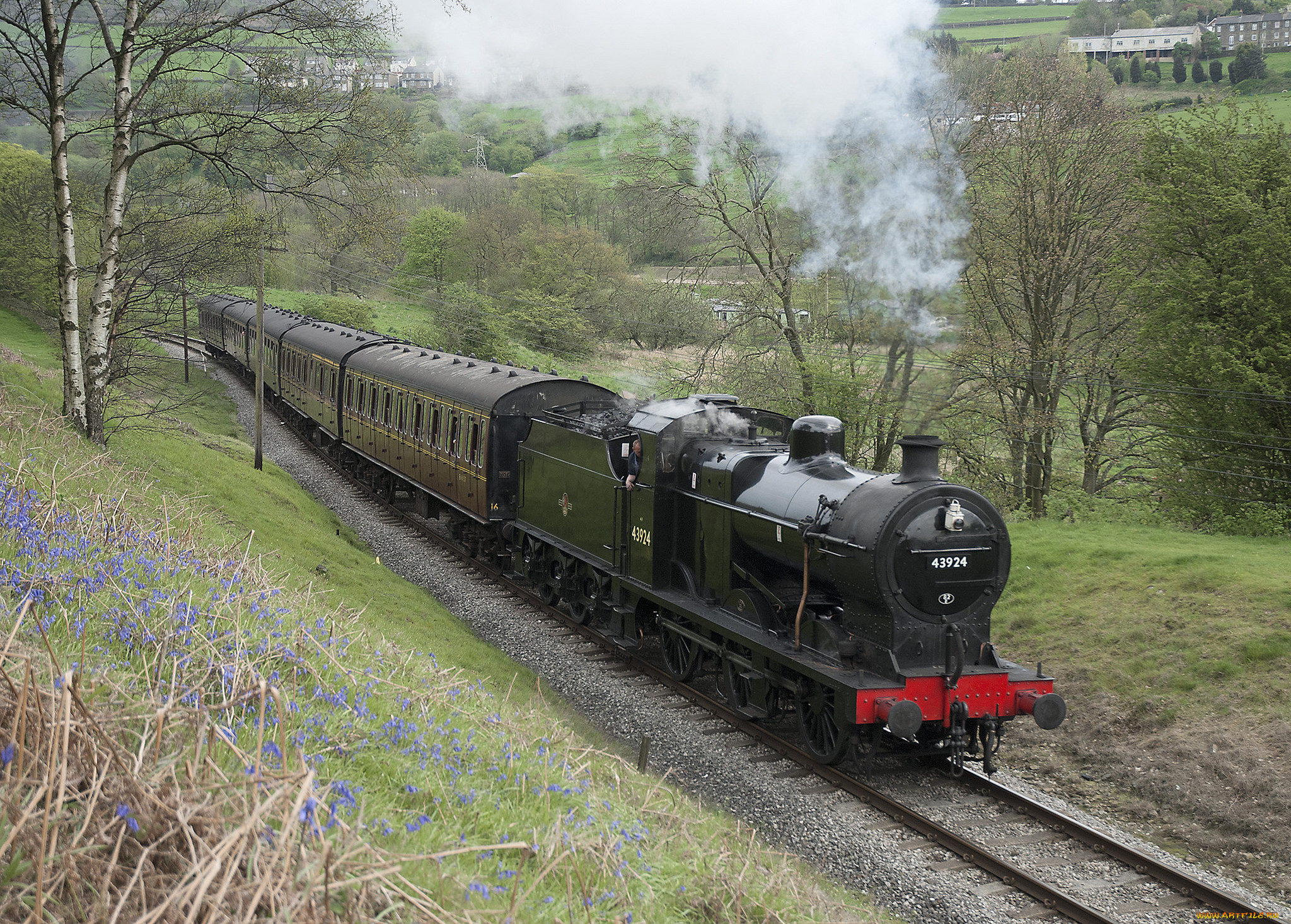 техника, паровозы, железная, дорога, рельсы, паровоз, вагоны