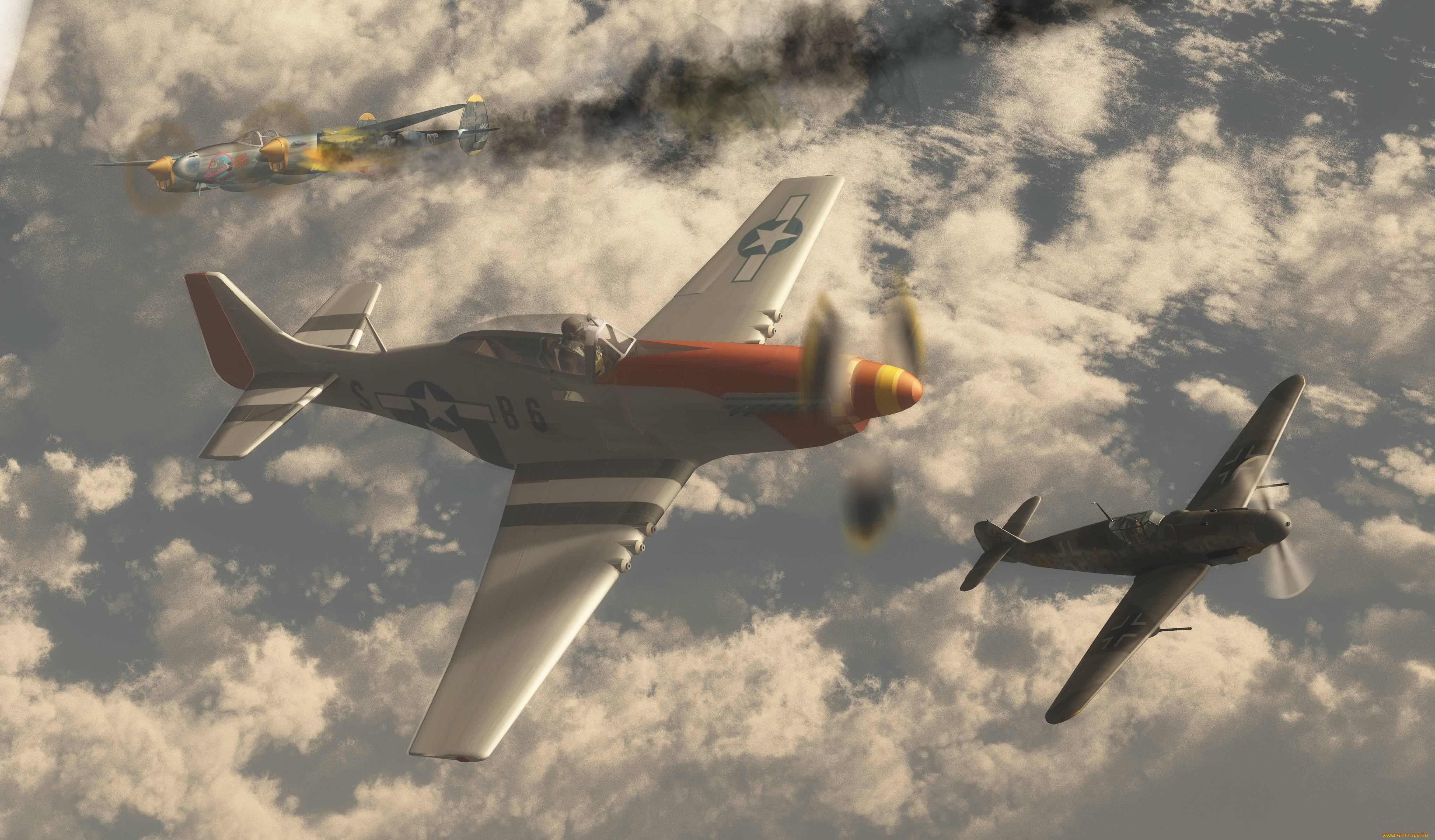 рисованные, авиация, самолёты, облака