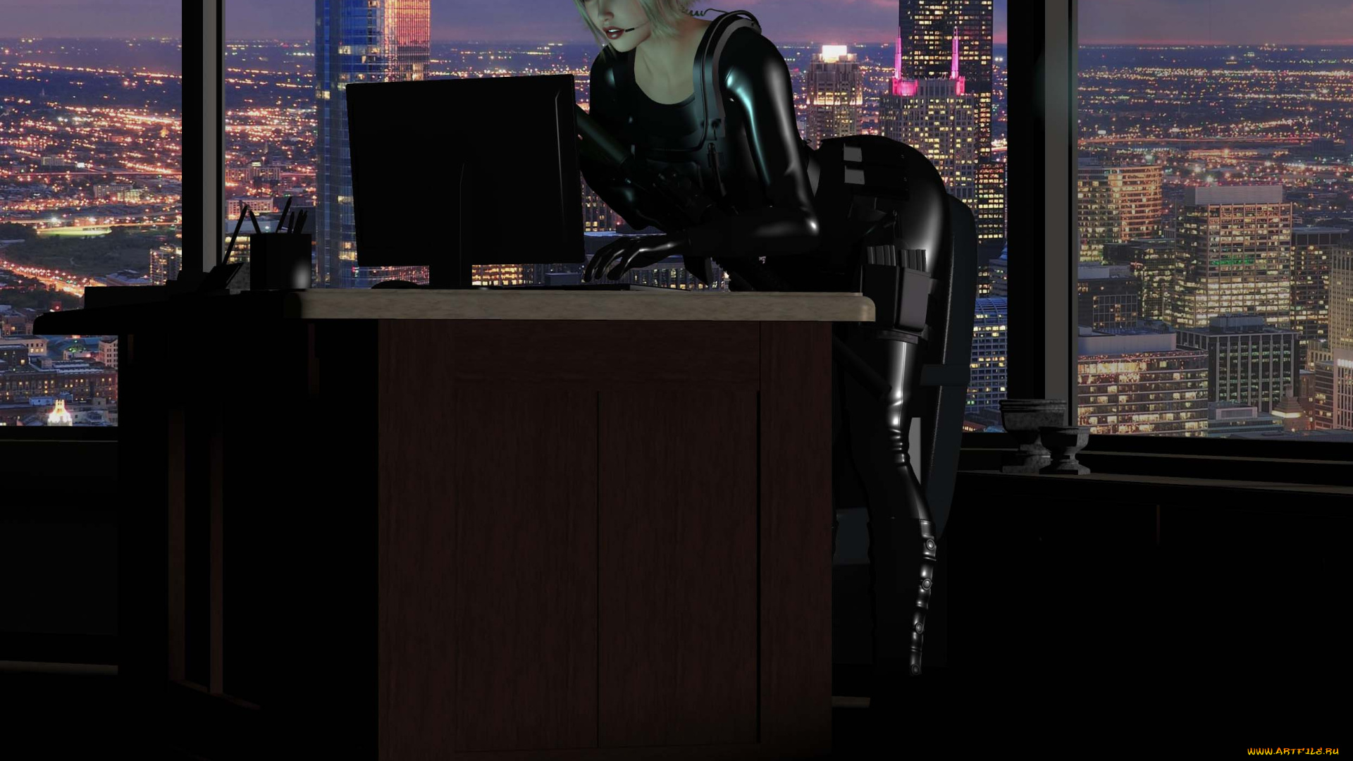 3д, графика, фантазия, , fantasy, фон, взгляд, девушка, интерьер, стол