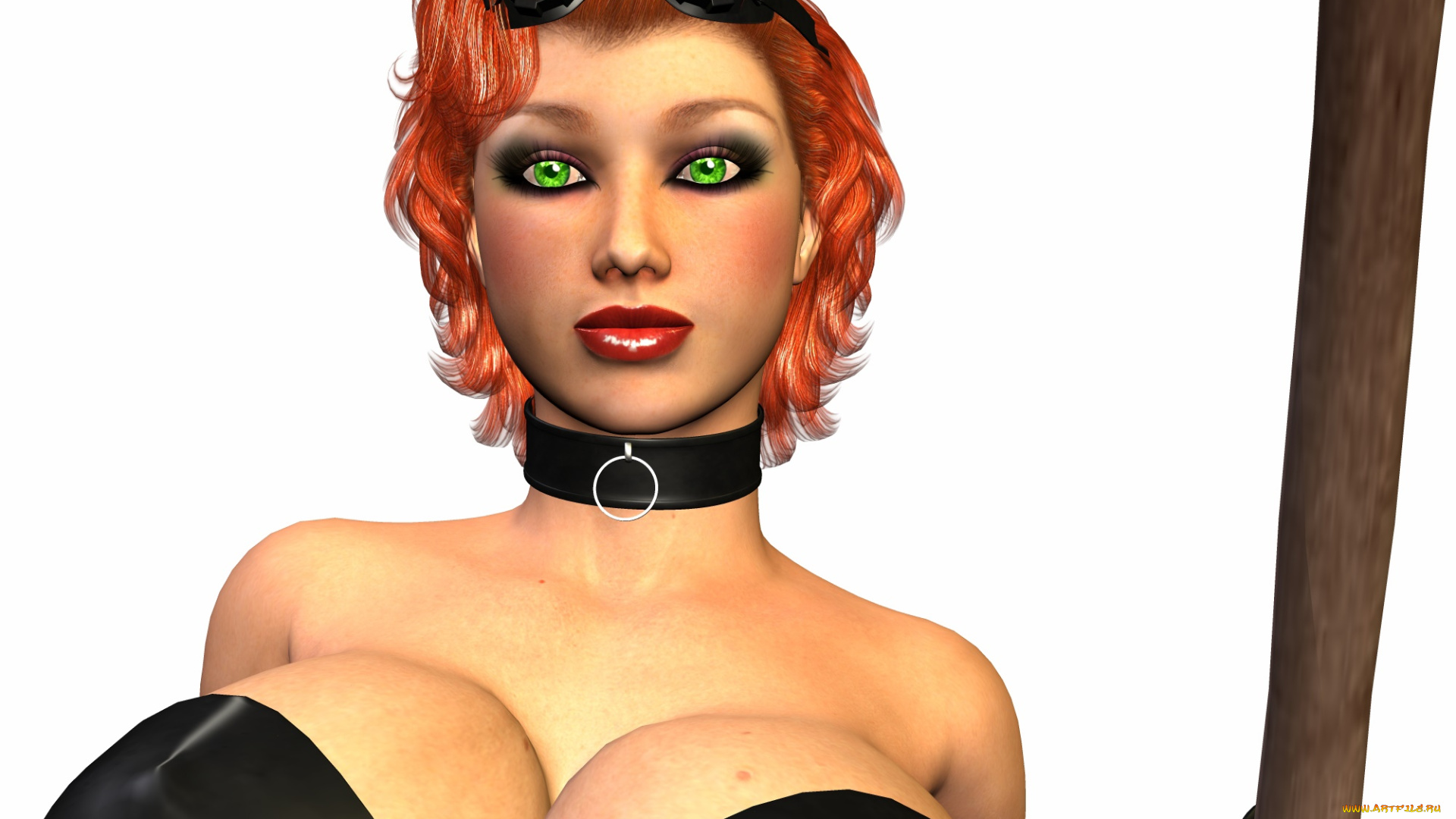 3д, графика, портрет, , portraits, рыжая, фон, взгляд, девушка