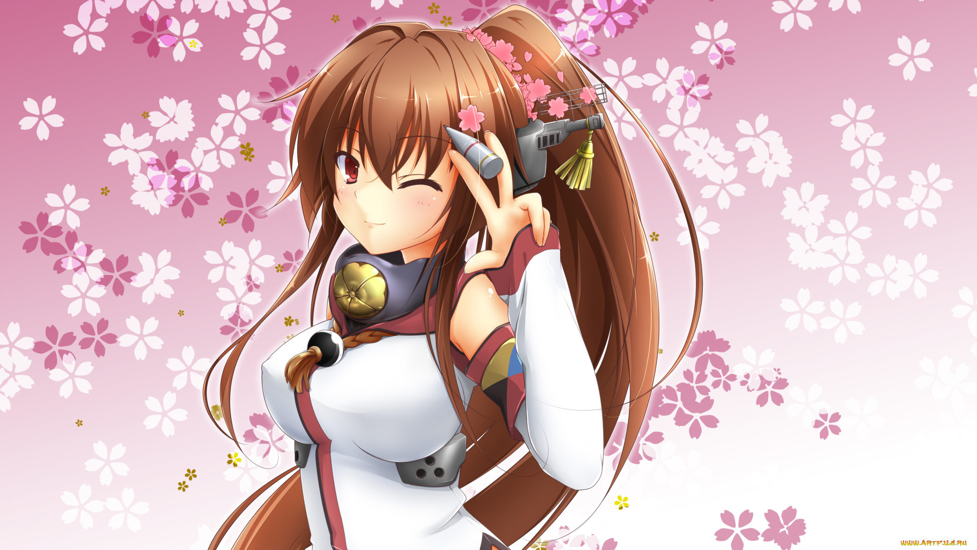 аниме, kantai, collection, kancolle, девушка, yamato, kantai, collection, арт, tagme, artist, цветы