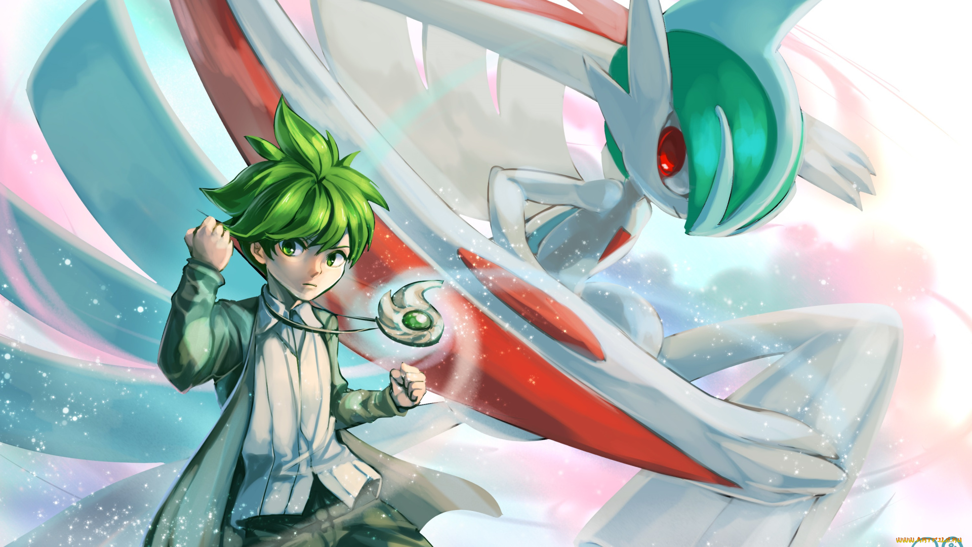 аниме, pokemon, mega, gallade, sa-dui, покемон, мастер, wally, мальчик