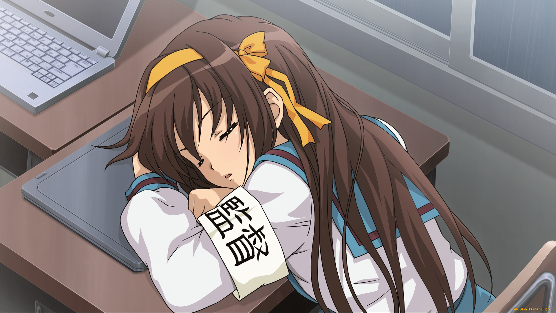аниме, the, melancholy, of, haruhi, suzumiya, спит, девушка, suzumiya, haruhi