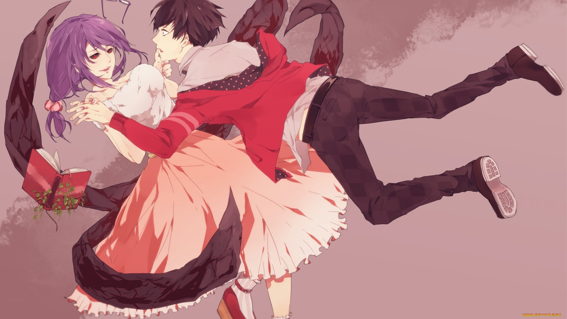 аниме, tokyo, ghoul, tokyo, kushu, ghoul, anime, арт, книга, токийский, гуль, очки, kaneki, ken, kamishiro, rize, девушка, парень