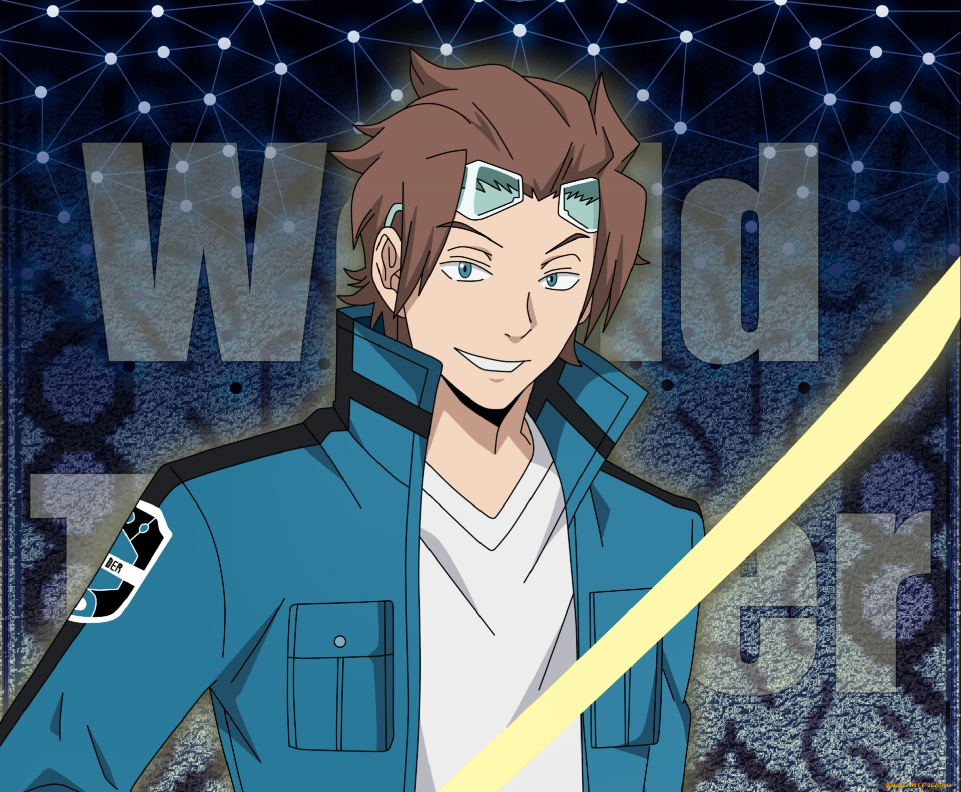 world, trigger, аниме, unknown, , другое, взгляд, очки, джин, арт, jin, yuichi, world, trigger, by-hinata, меч, чёрный, тригер, парень