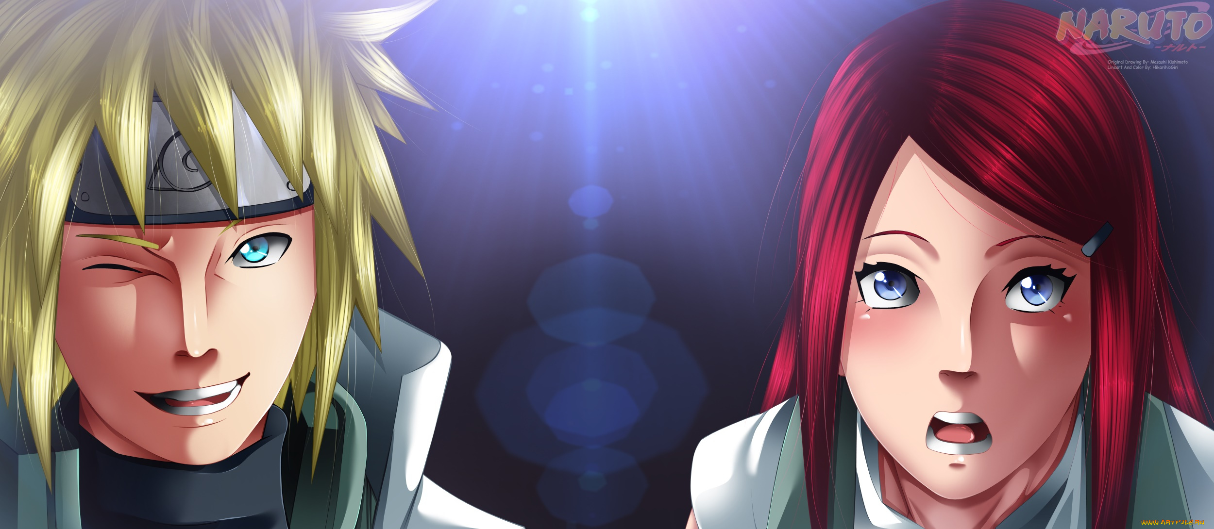 аниме, naruto, девушка, namikaze, minato, uzumaki, kushina, мужчина