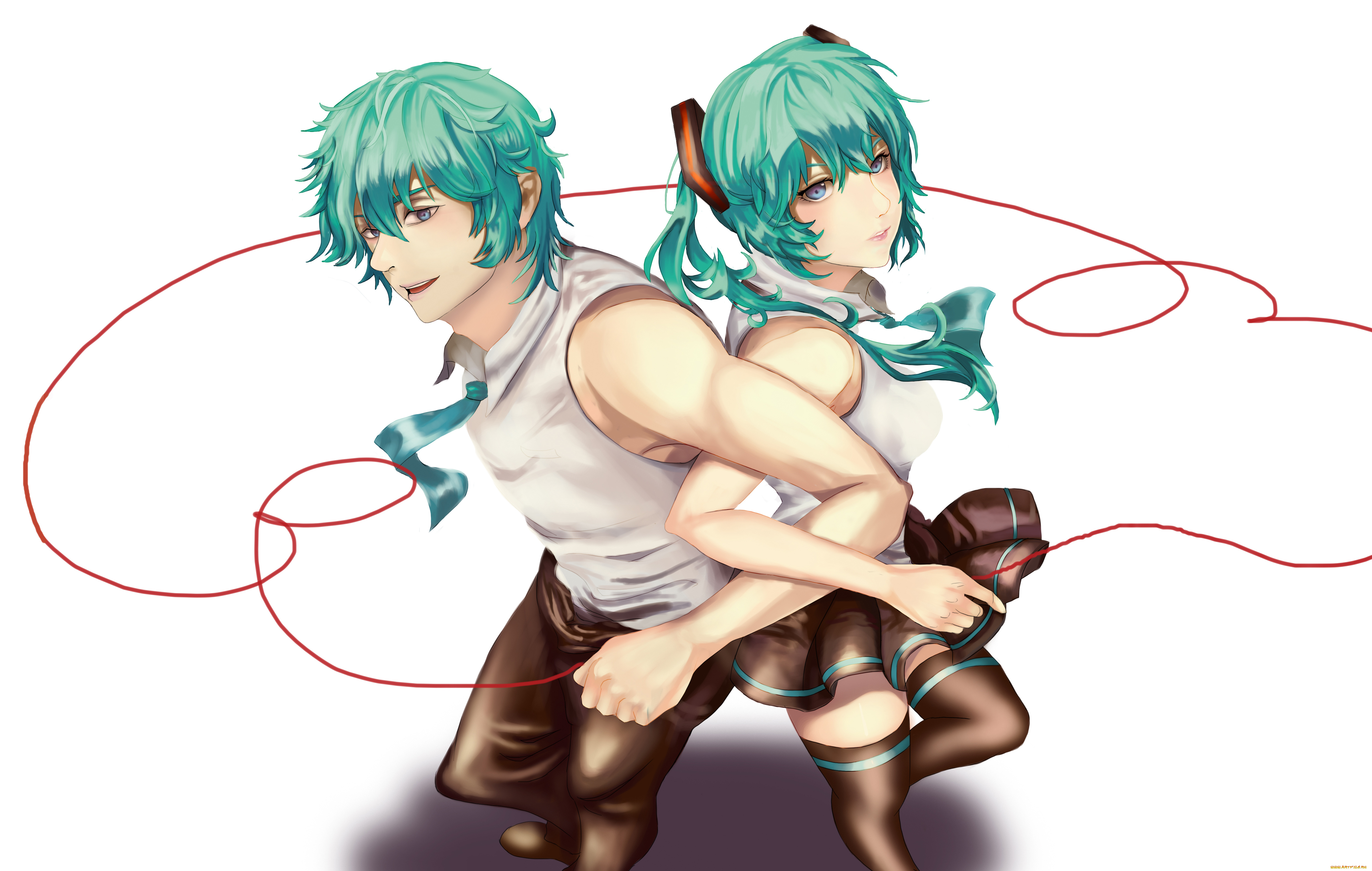 аниме, vocaloid, парень, девушка, пара, azuma, kuraudokourudo, hatsune, mikuo, miku