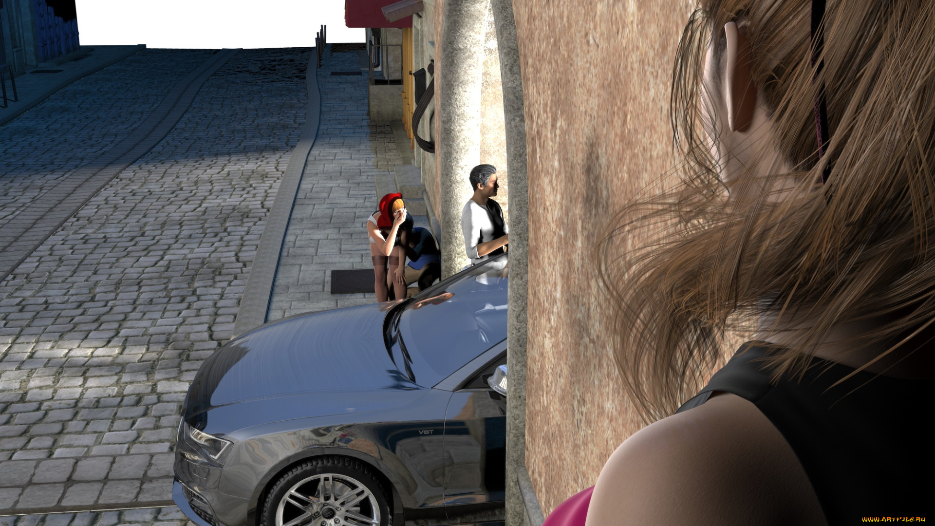 3д, графика, люди, , people, девушки, взгляд, фон, парень