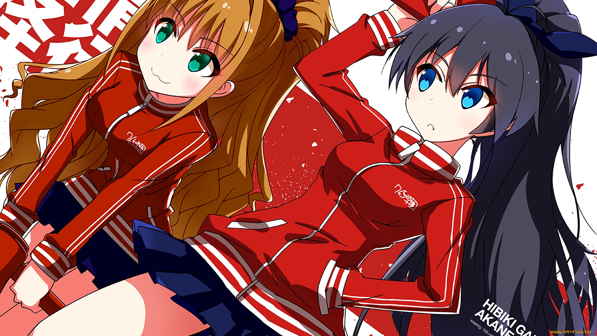 аниме, idolm@ster, взгляд, девушки, фон