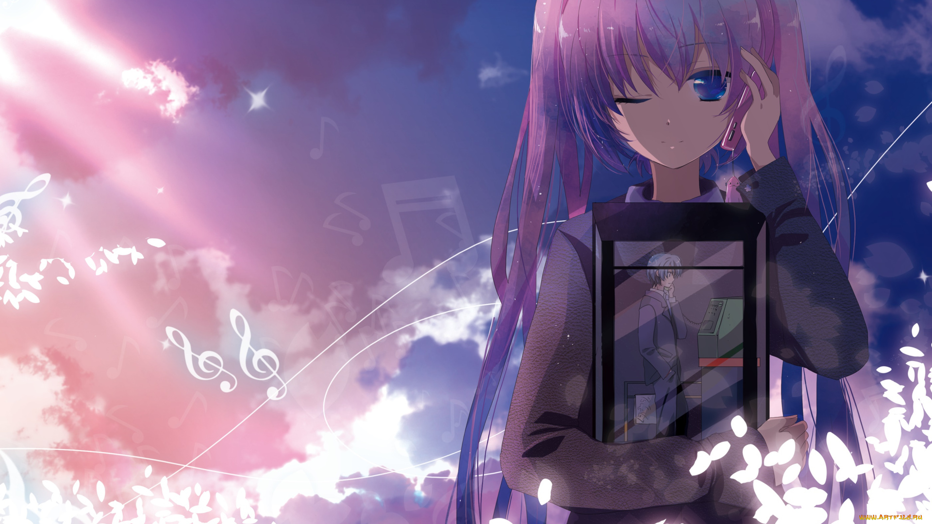 аниме, vocaloid, взгляд, фон, девушка