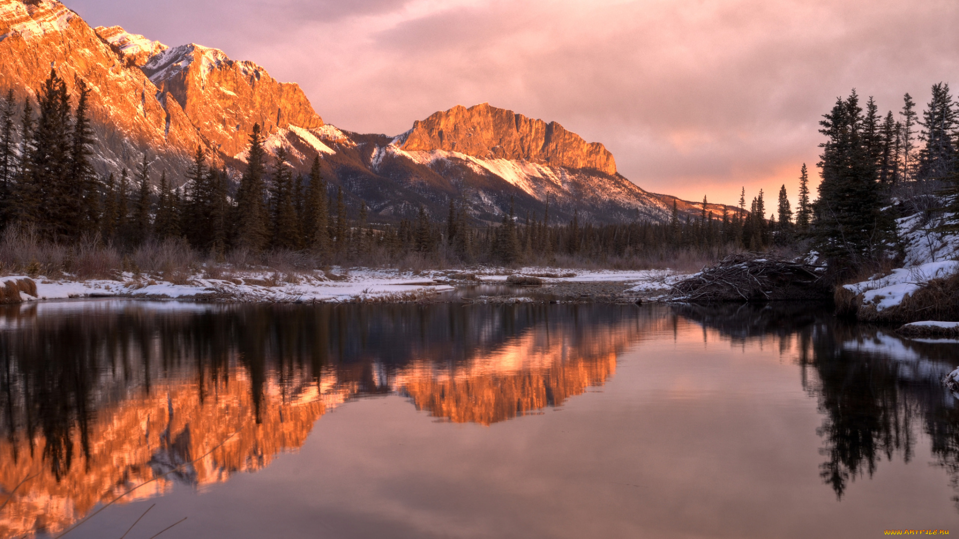 природа, реки, озера, рассвет, лес, горы, озеро, пейзаж