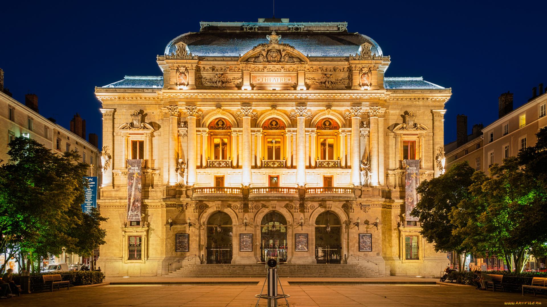 th&, 233, 226, tre, des, c&, lestins, -, lyon, , france, города, лион, , франция, дворец, ночь