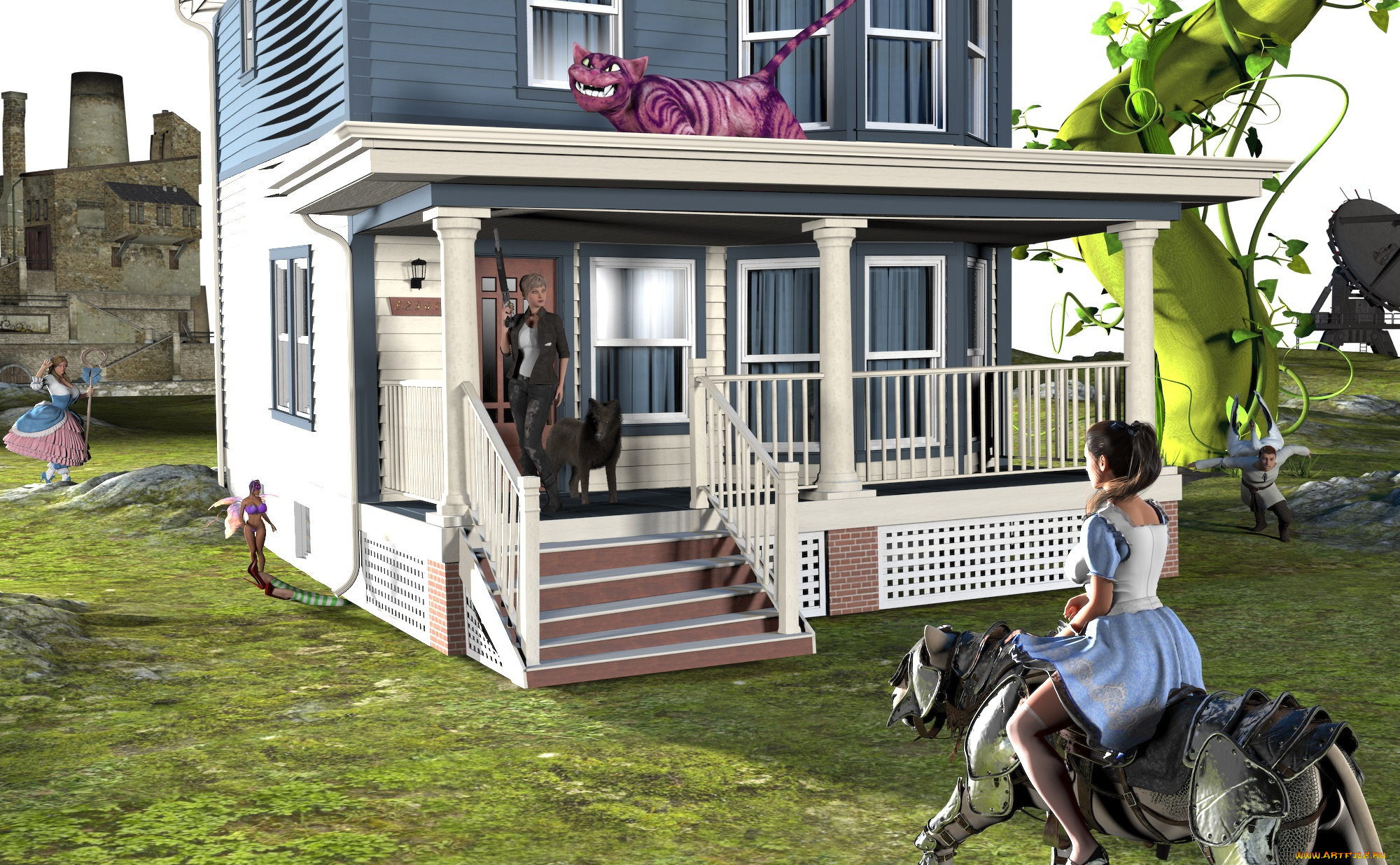 3д, графика, фантазия, , fantasy, девушки, взгляд, фон