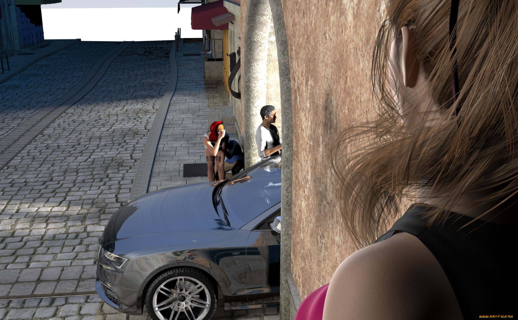 3д, графика, люди, , people, девушки, взгляд, фон, парень