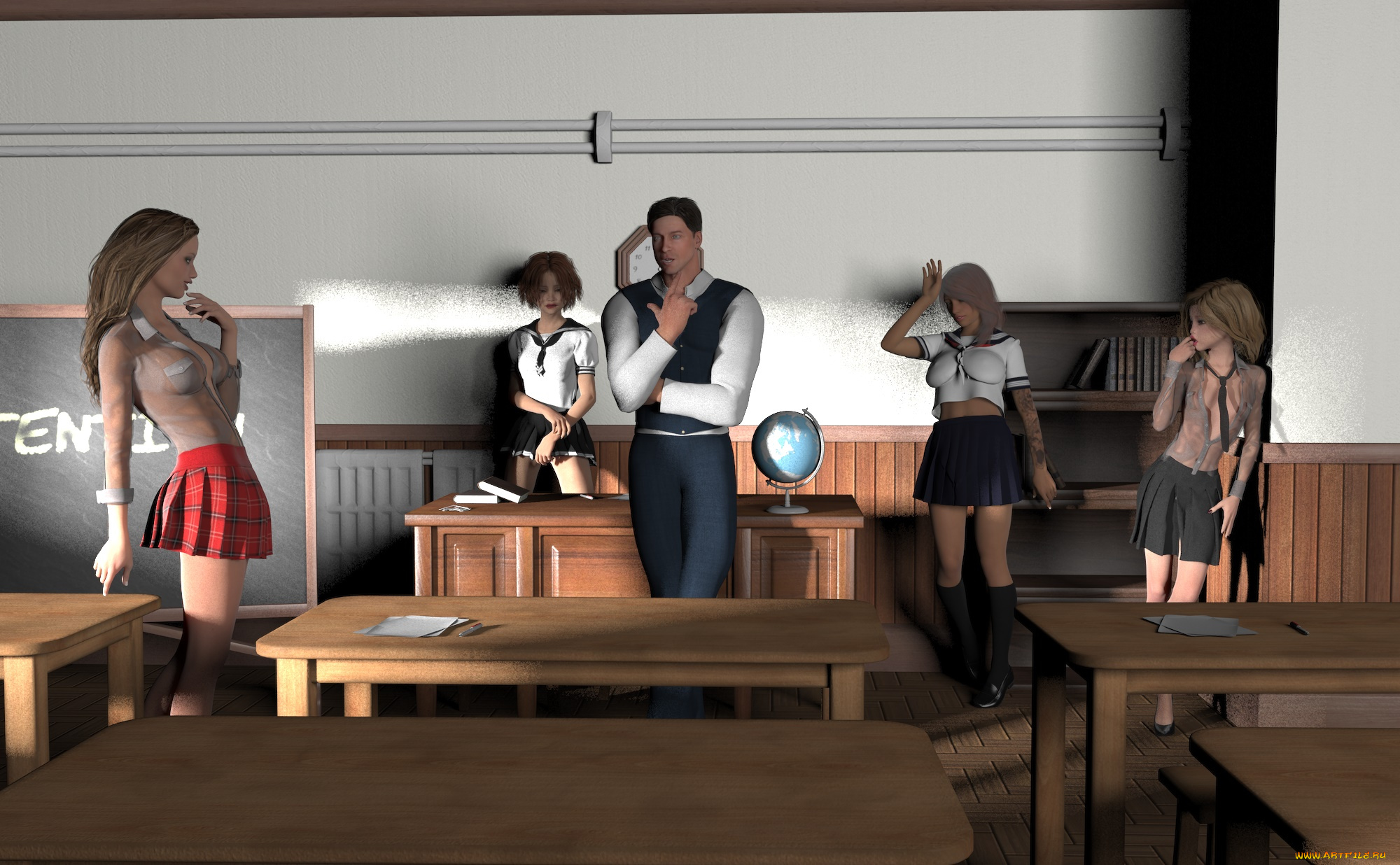 3д, графика, люди, , people, девушки, взгляд, фон