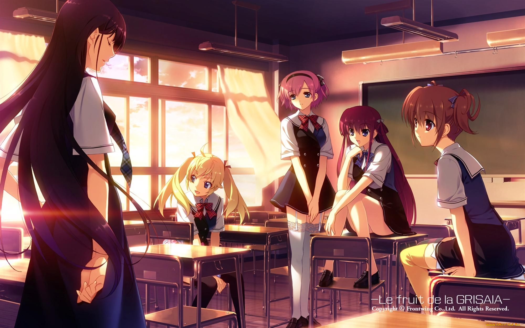 аниме, grisaia, no, kajitsu, фон, взгляд, девушки