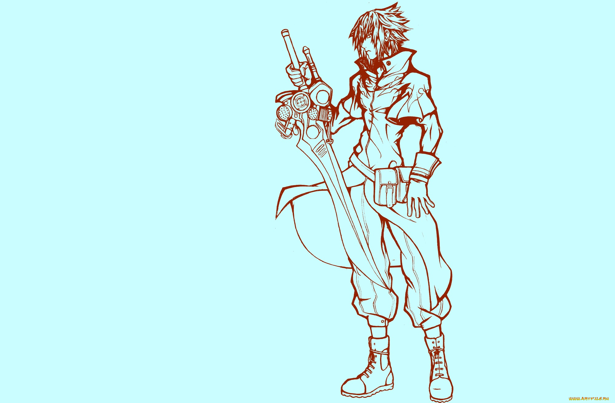 аниме, final, fantasy, парень, меч