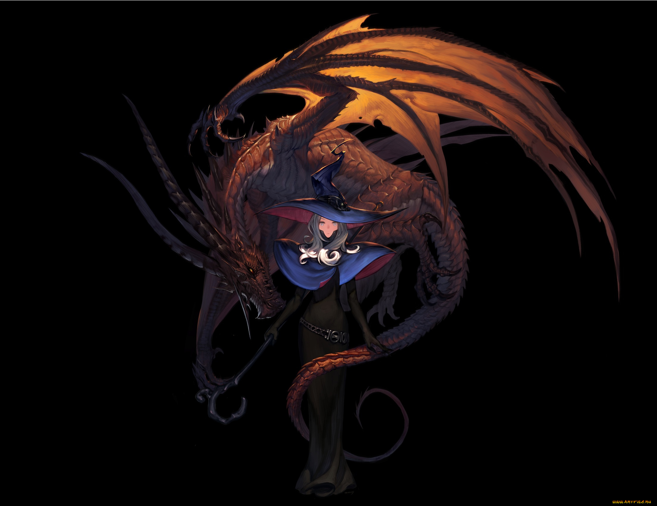 аниме, животные, , существа, дракон, девушка