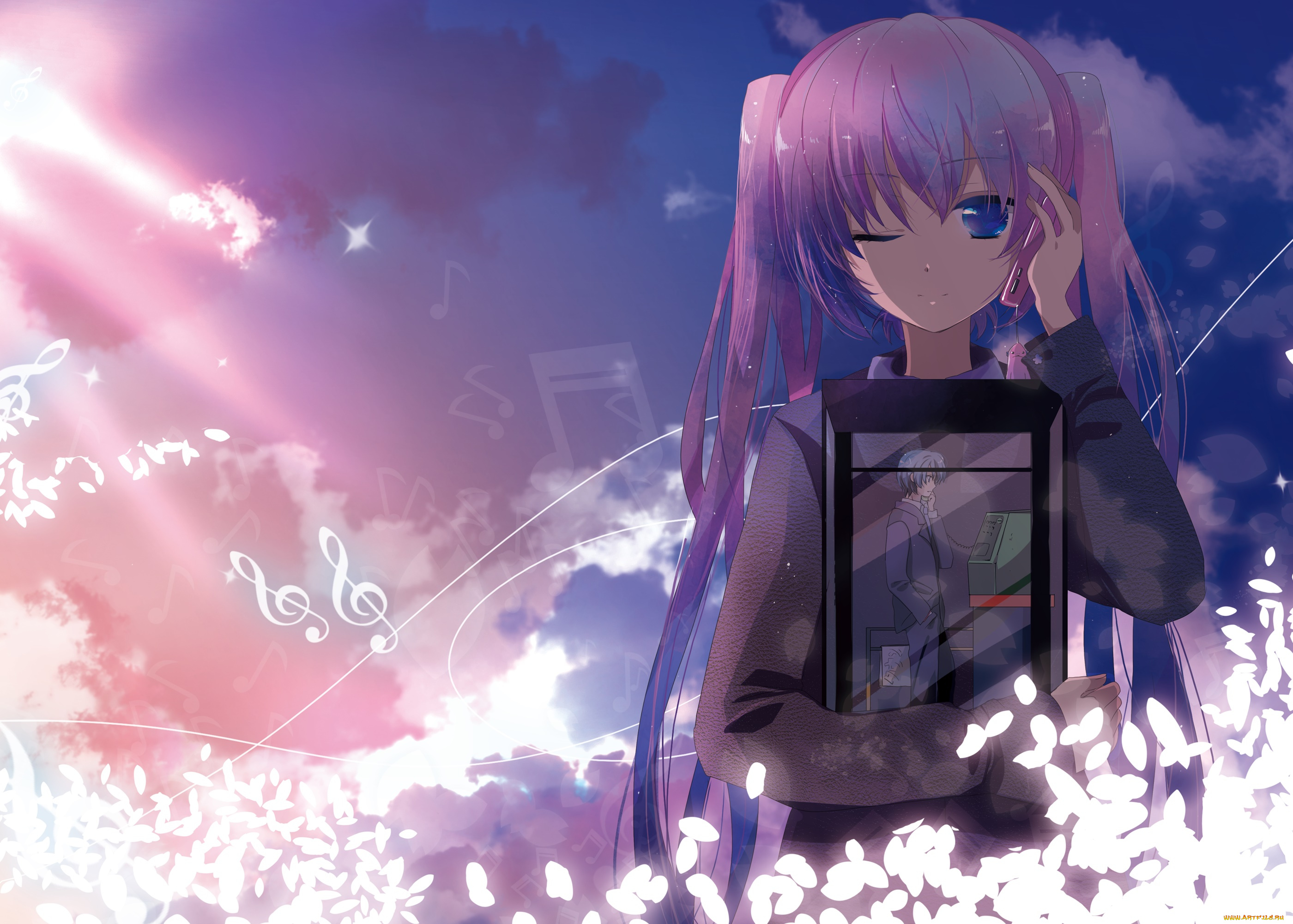 аниме, vocaloid, взгляд, фон, девушка