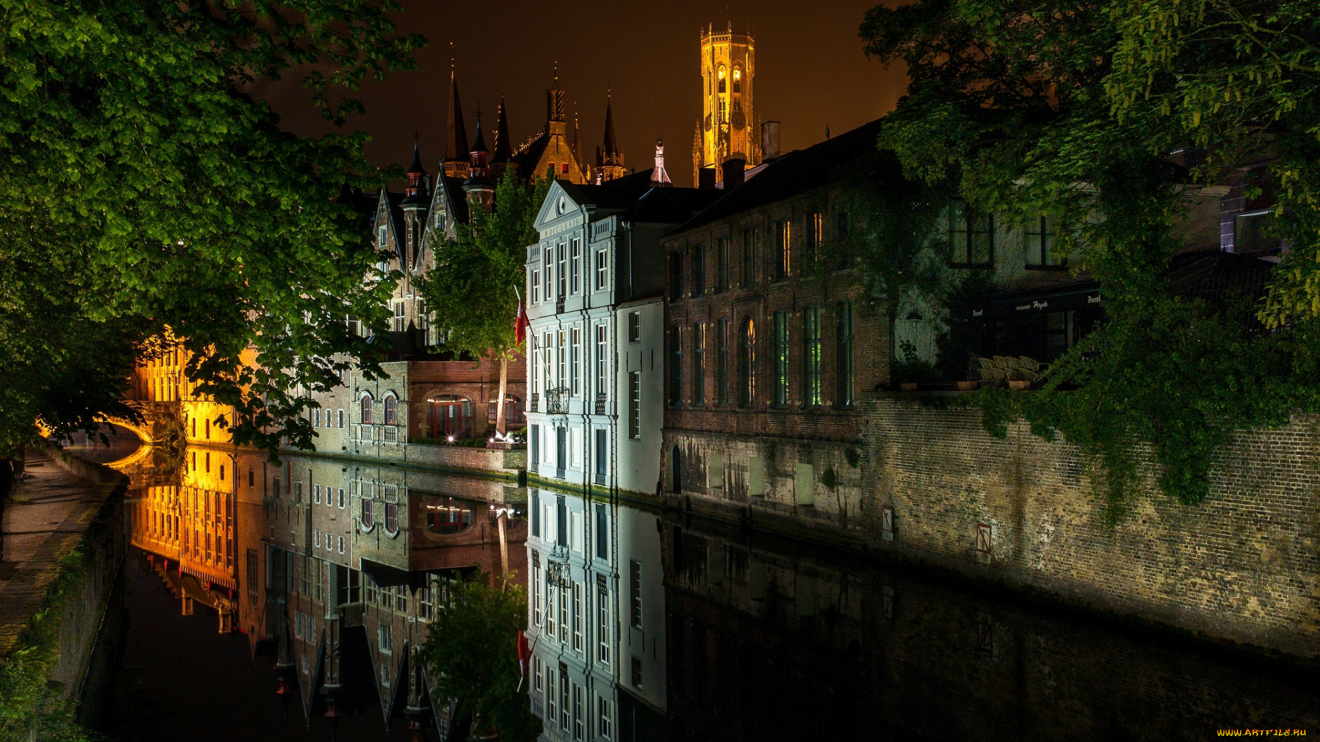 beautiful, bruges, города, брюгге, , бельгия, ночь, огни