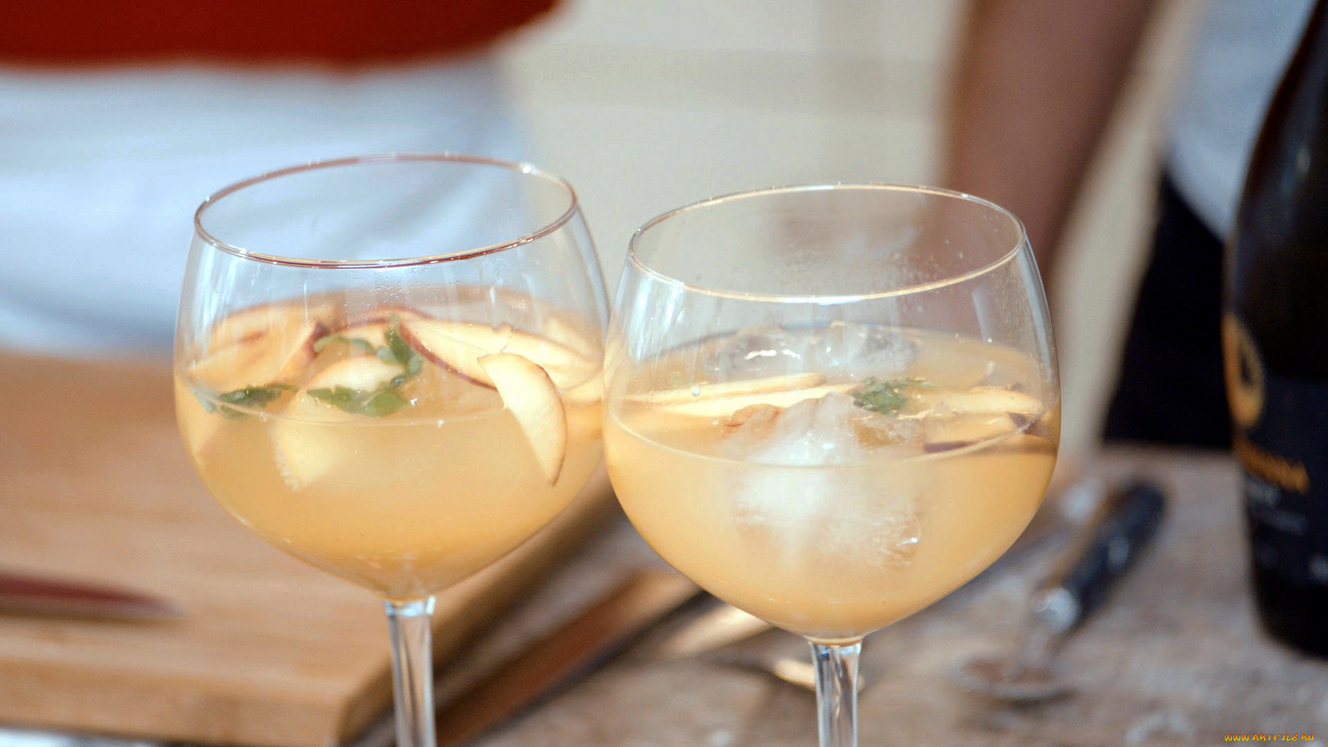 еда, напитки, , коктейль, дольки, яблочные, лед, коктейль, бокалы