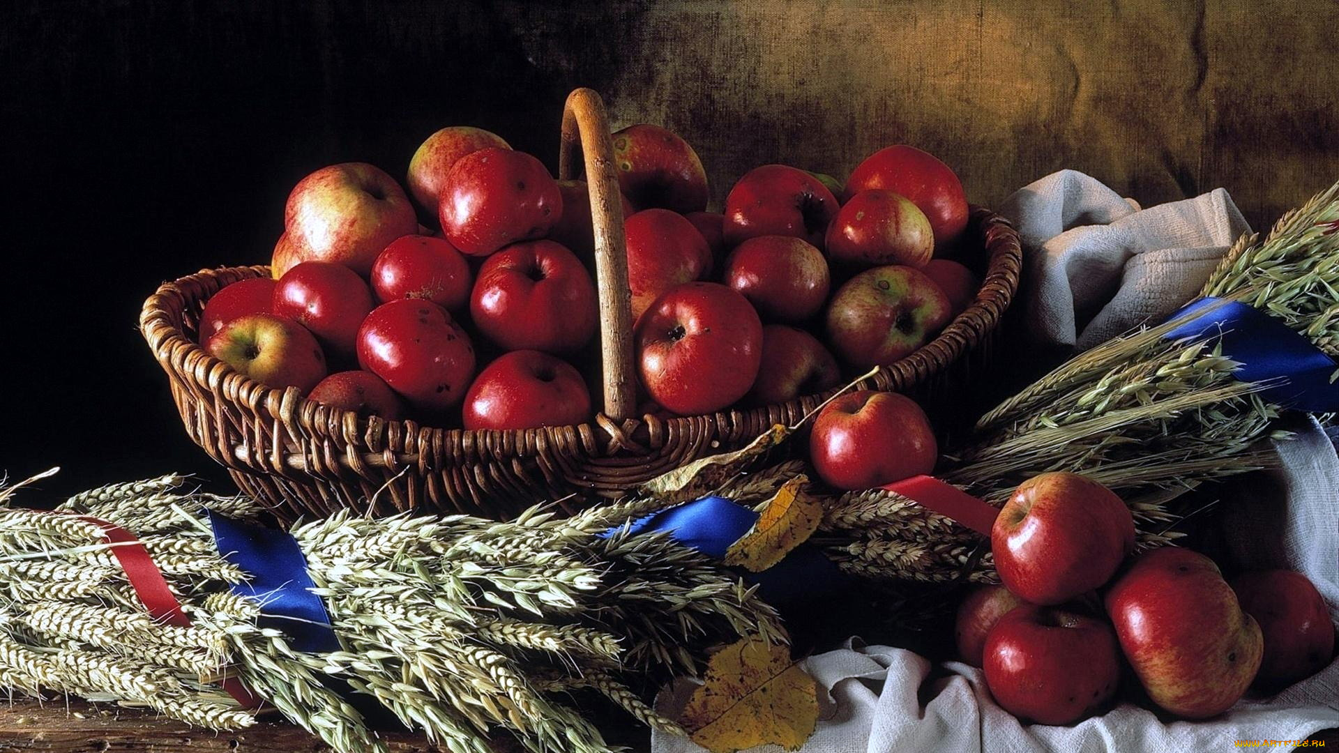 еда, Яблоки, яблоки, корзинка, урожай